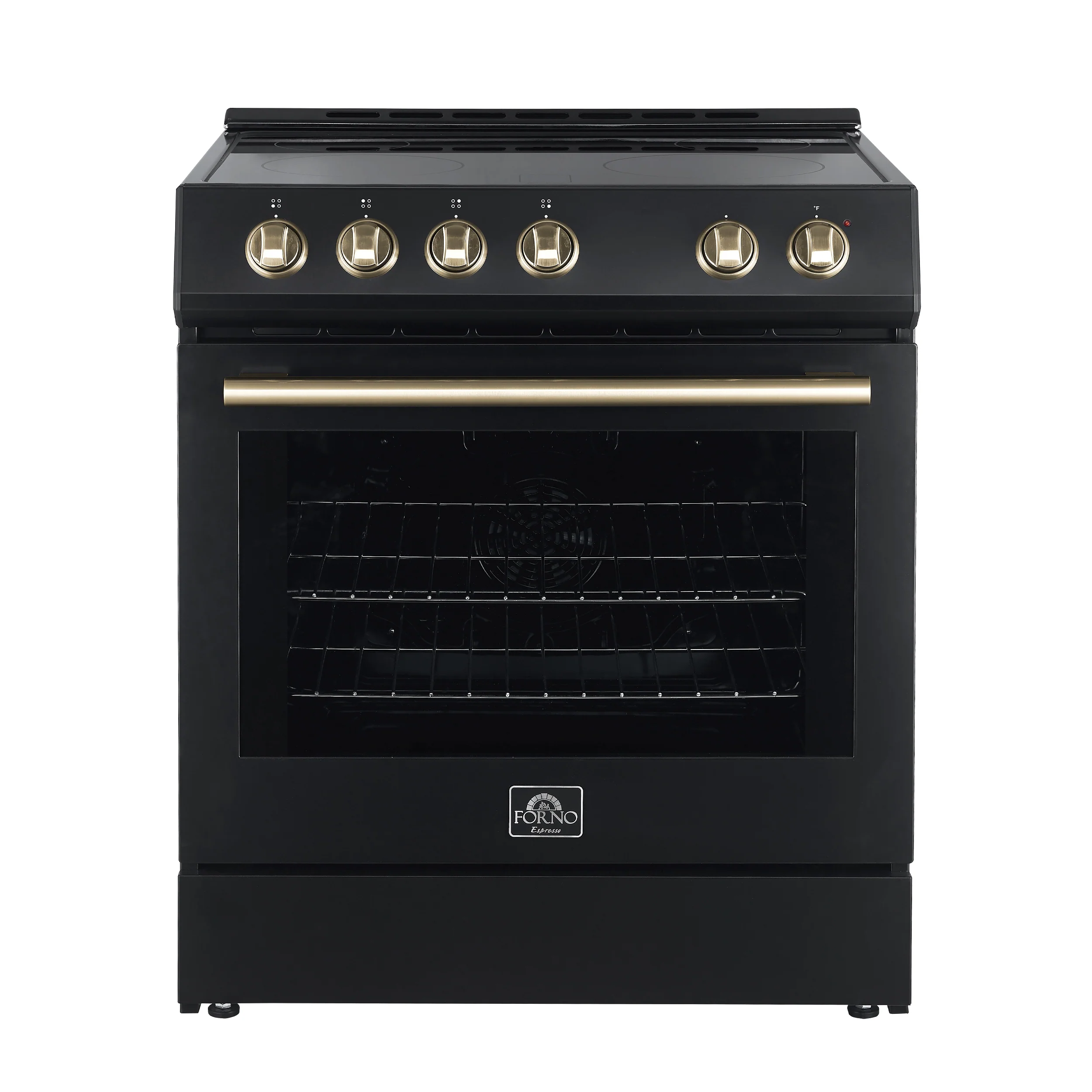 FORNO Premium 3-Piece Kitchen Bundle - Leonardo Espresso 30" Black Range, 30" Black Range Hood, 31" Black Bottom Freezer Refrigerator - FBDL-001-02US - Image 2
