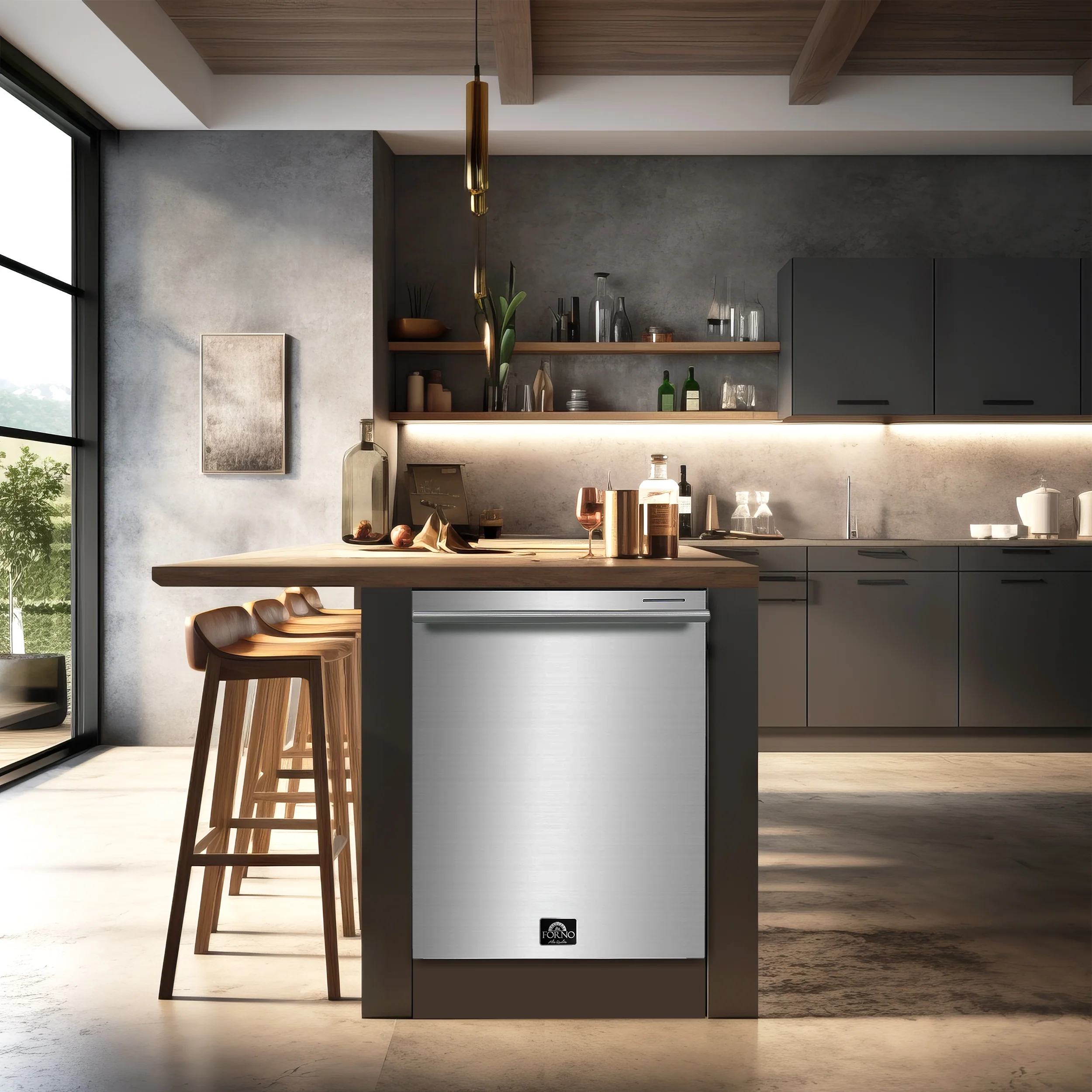 FORNO Premium 3-Piece Kitchen Bundle - Galiano 36" Dual Fuel Range, 36" French Door Refrigerator, 24" Built-In Dishwasher - FBDL-004-02CAUS - Image 9