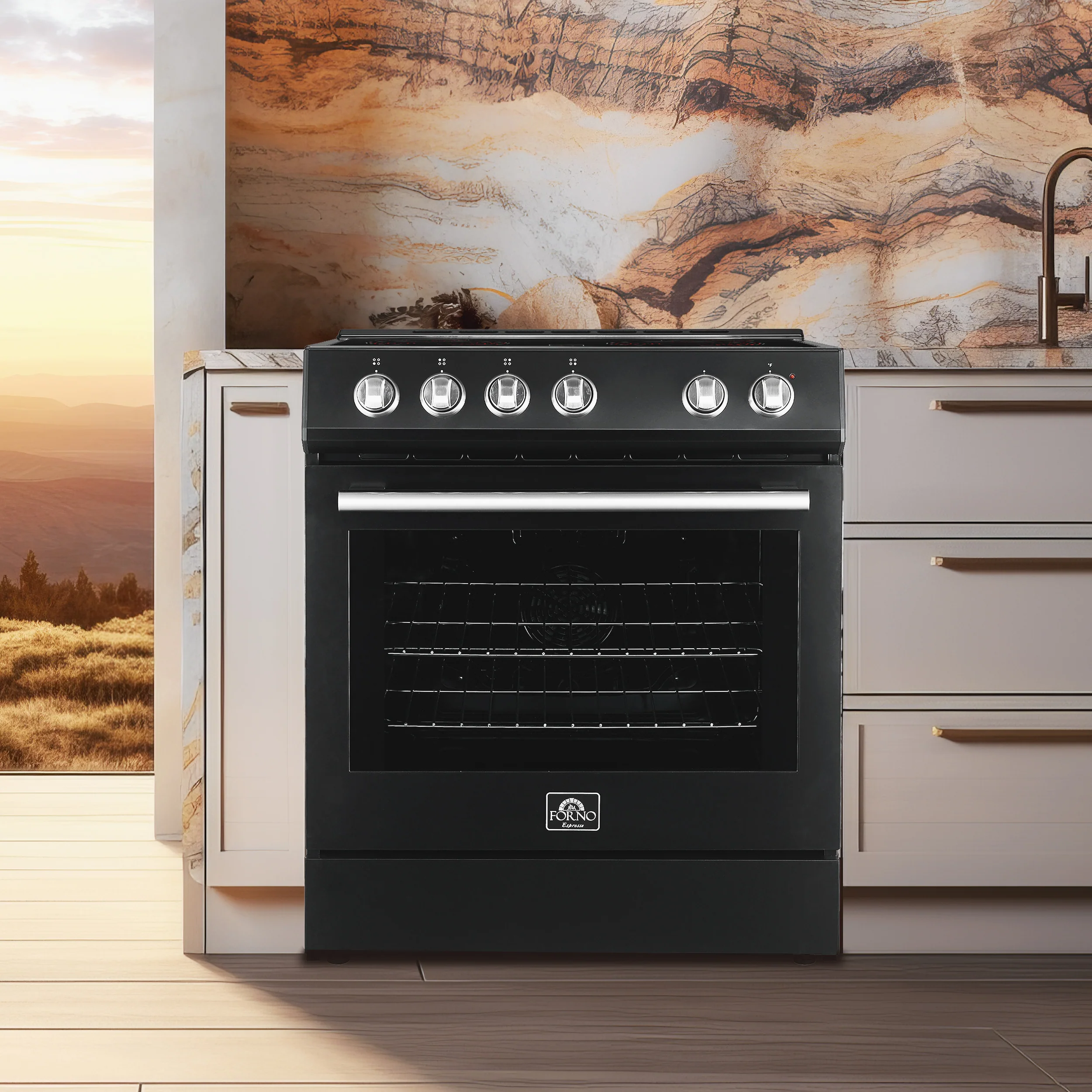 FORNO Premium 3-Piece Kitchen Bundle - Leonardo Espresso 30" Black Range, 31" Black Bottom Freezer Refrigerator, 24" Black Built-In Dishwasher - FBDL-007-02US - Image 5