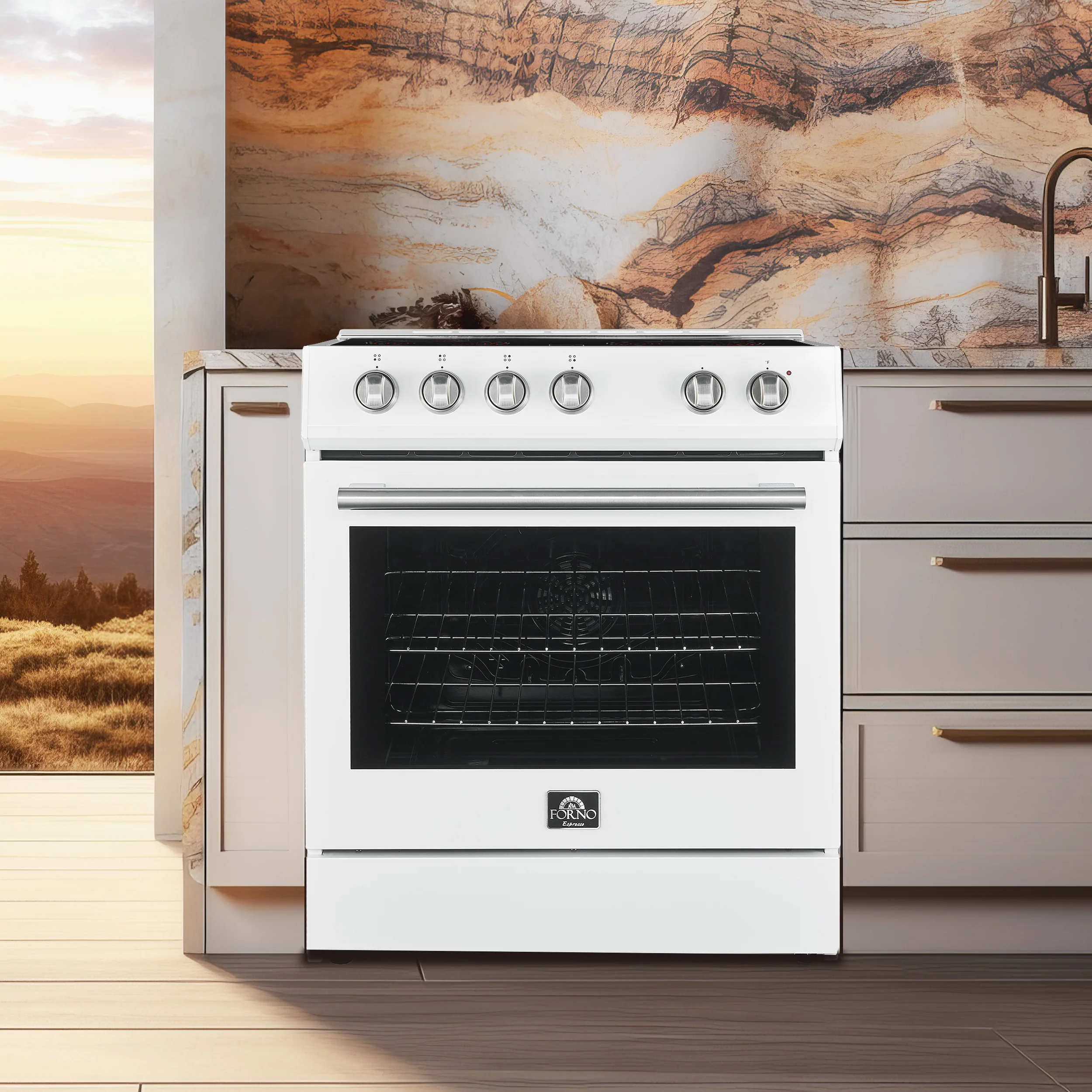 FORNO Premium 3-Piece Kitchen Bundle - Leonardo Espresso 30" White Range, 31" White Bottom Freezer Refrigerator, 24" White Built-In Dishwasher - FBDL-007-03US - Image 5