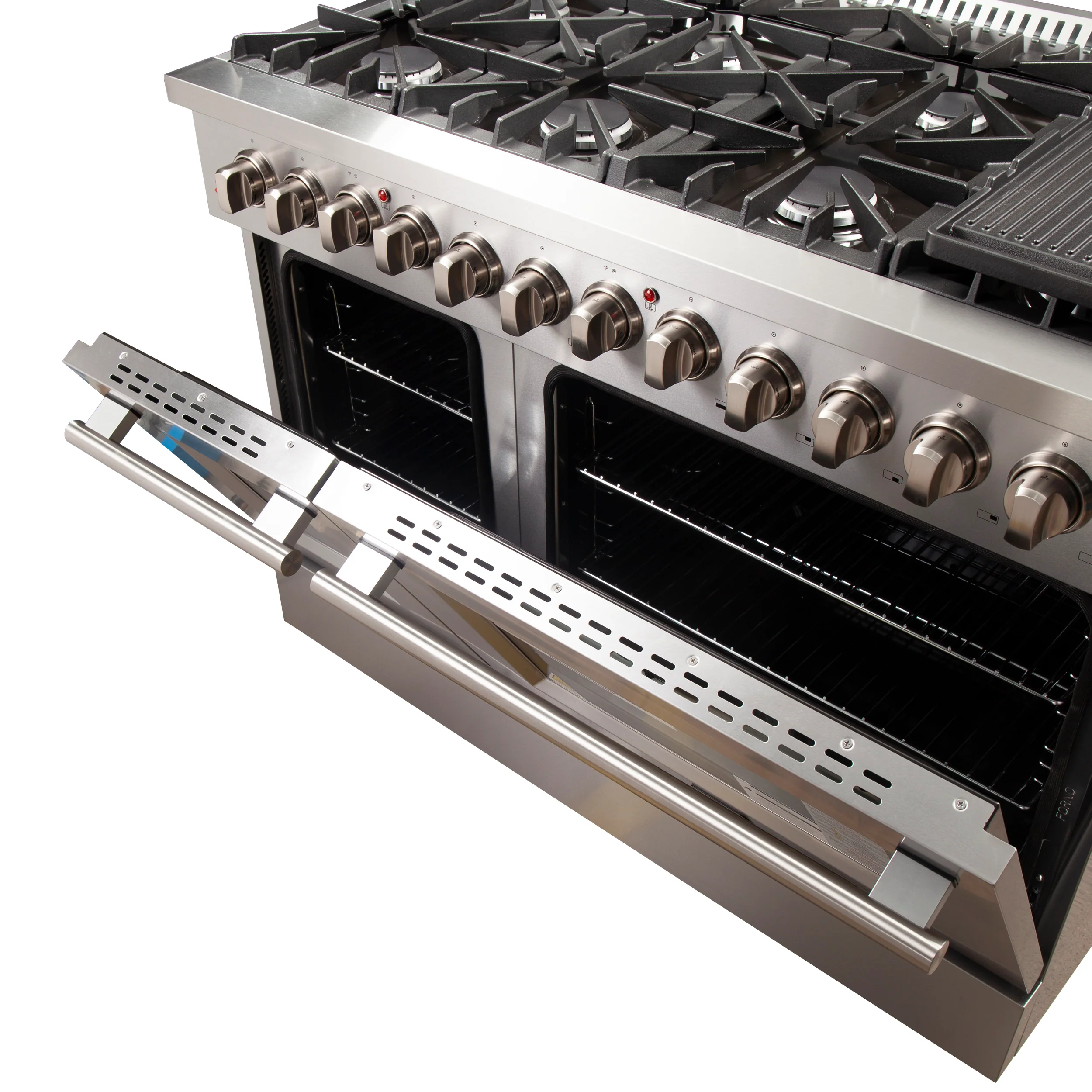 FORNO Premium 3-Piece Kitchen Bundle - FORNO Galiano 48" Freestanding Dual Fuel Range, FORNO Rizzuto 60" W. Dual Combo Convertible Refrigerator, FORNO 48" Wall Mount Range Hood - FBDL-017-02US - Image 4