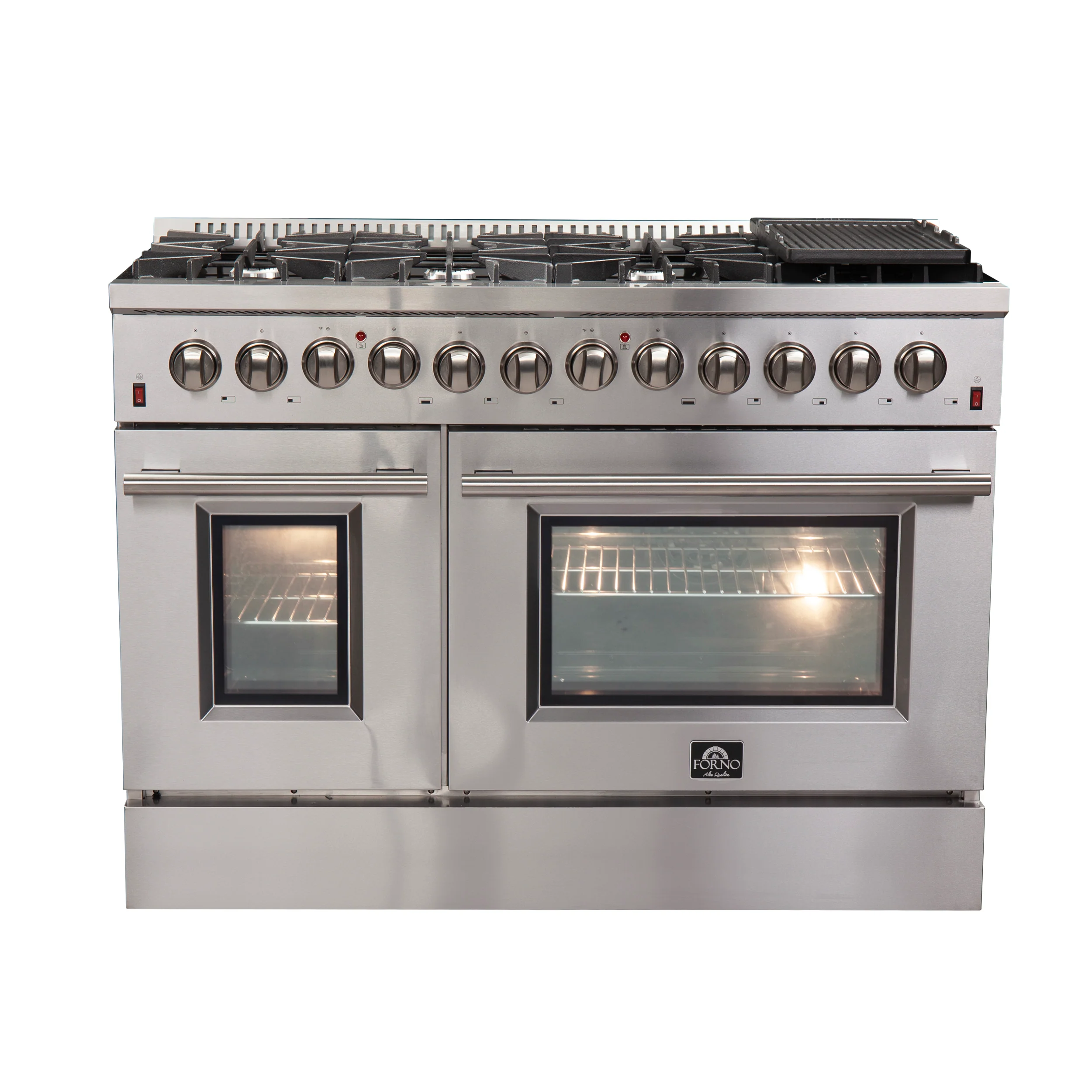 FORNO Premium 3-Piece Kitchen Bundle - FORNO Galiano 48" Freestanding Dual Fuel Range, FORNO Maderno 60" 2-Piece Convertible Refrigerator/Freezer Built-In with Decorative Grill Trim, 27.2 cu.ft., FORNO Orvieto 48" Wall Mount Range Hood - FBDL-017-04CAUS - Image 2