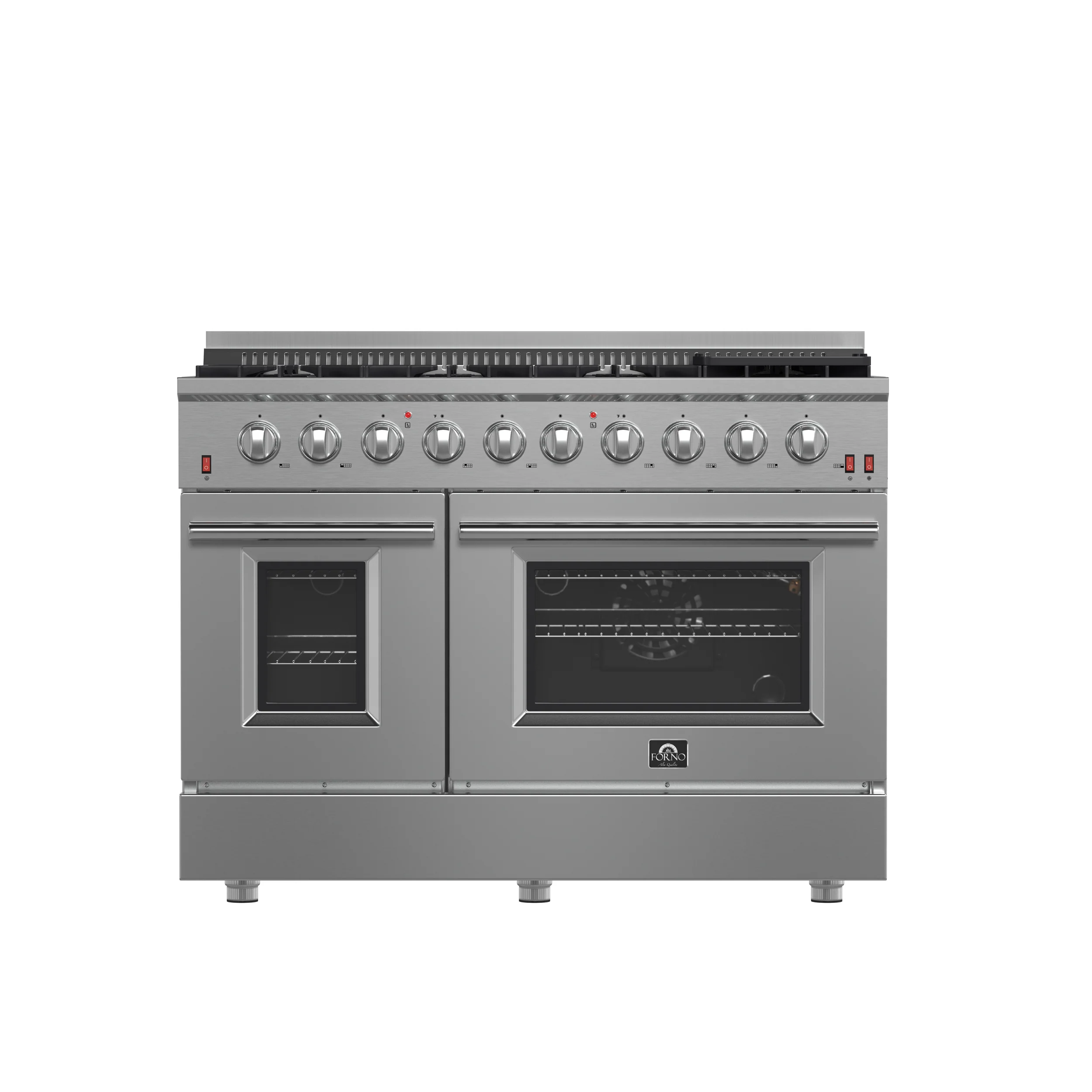 FORNO Premium 3-Piece Kitchen Bundle - FORNO Galiano 48" Freestanding Gas Range, FORNO Maderno 60" 2-Piece Convertible Refrigerator/Freezer Built-In with Decorative Grill Trim, 27.2 cu.ft., FORNO Orvieto 48" Wall Mount Range Hood - FBDL-018-04CAUS - Image 3