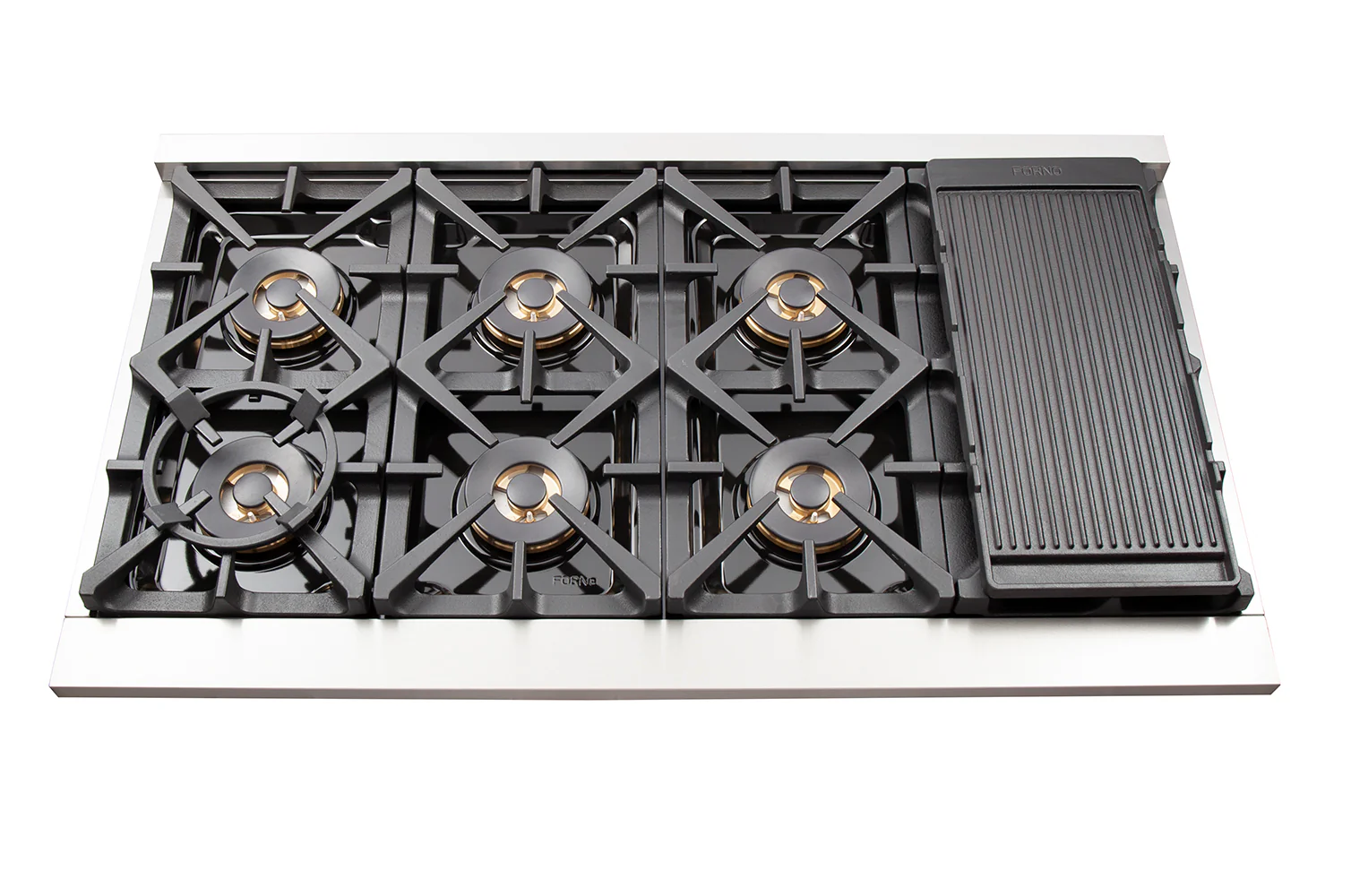 FORNO Premium 3-Piece Kitchen Bundle - FORNO Capriasca 48" Freestanding Gas Range, FORNO Rizzuto 60" W. Dual Combo Convertible Refrigerator, FORNO 48" Wall Mount Range Hood - FBDL-019-05US - Image 7