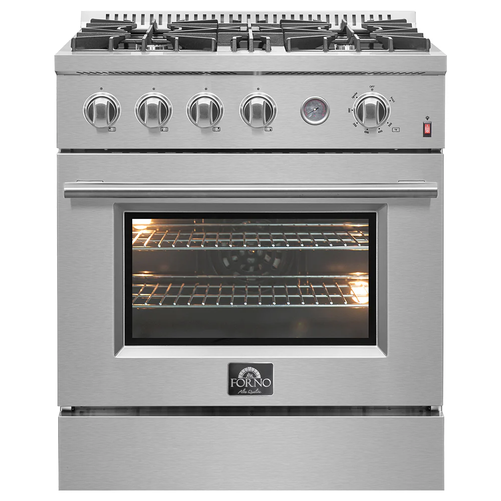 FORNO Premium 2-Piece Kitchen Bundle - Marco 30-inch Gas Range Stainless Steel, Forno Gallipoli 30" French Door Refrigerator with Bottom Freezer 17.5 cu. ft Capacity - FBDL-021-02CAUS - Image 2