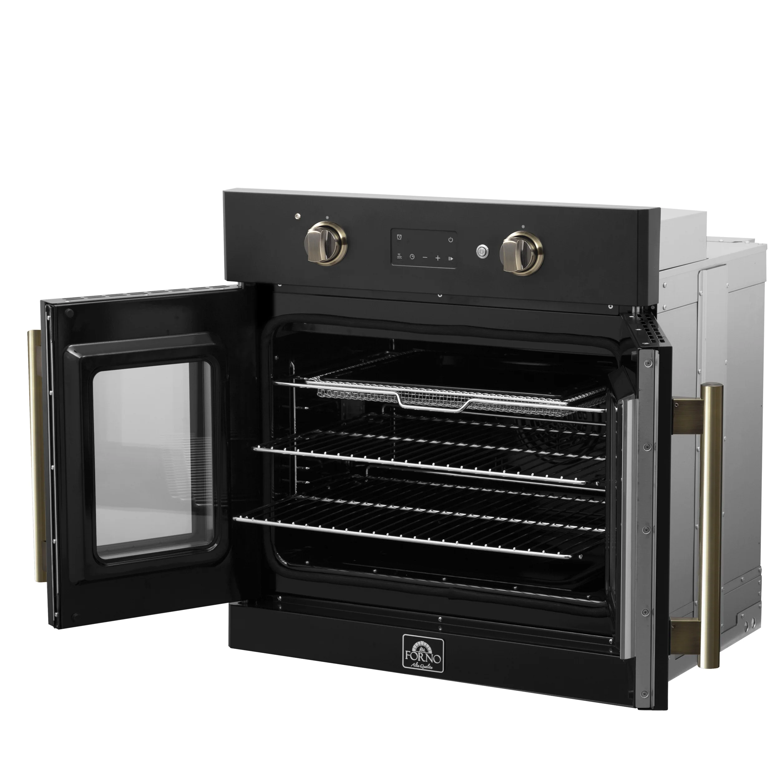 Forno Asti 30-Inch French Door Electric Wall Oven in Black & Antique Brass, 3.68 cu. ft. True Convection, 3,600W, Air Fry, Sous Vide, Self-Clean - Image 6