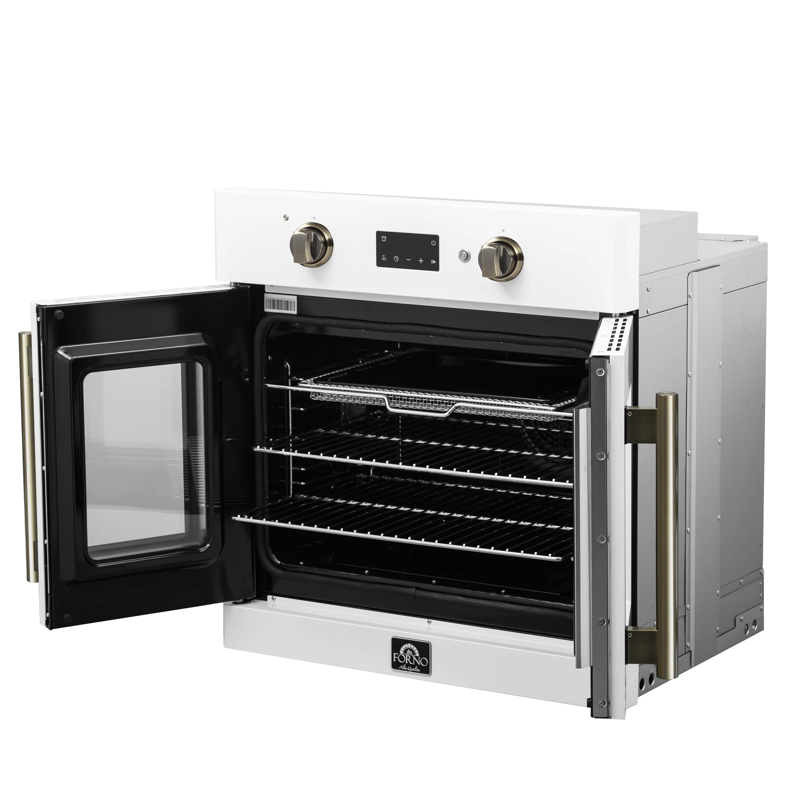 Forno Asti 30-Inch French Door Electric Wall Oven in White & Antique Brass, 3.68 cu. ft. True Convection, 3,600W, Air Fry, Sous Vide, Self-Clean - Image 7