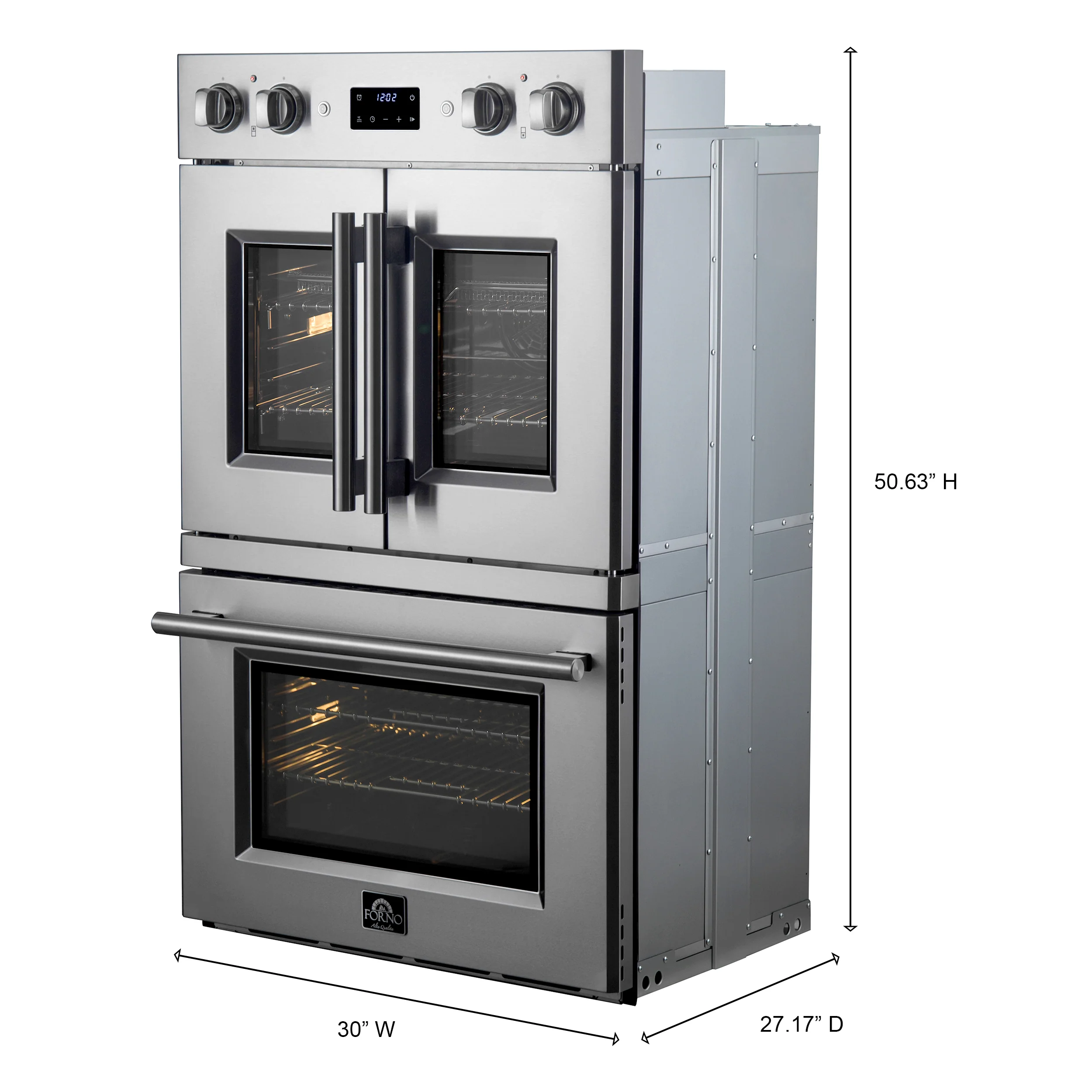 Forno Asti 30-Inch Double Electric Wall Oven with Upper French Doors in Stainless Steel, 7.36 cu. ft. Dual True Convection, 7,200W, Air Fry, Sous Vide, Self-Clean - Image 6