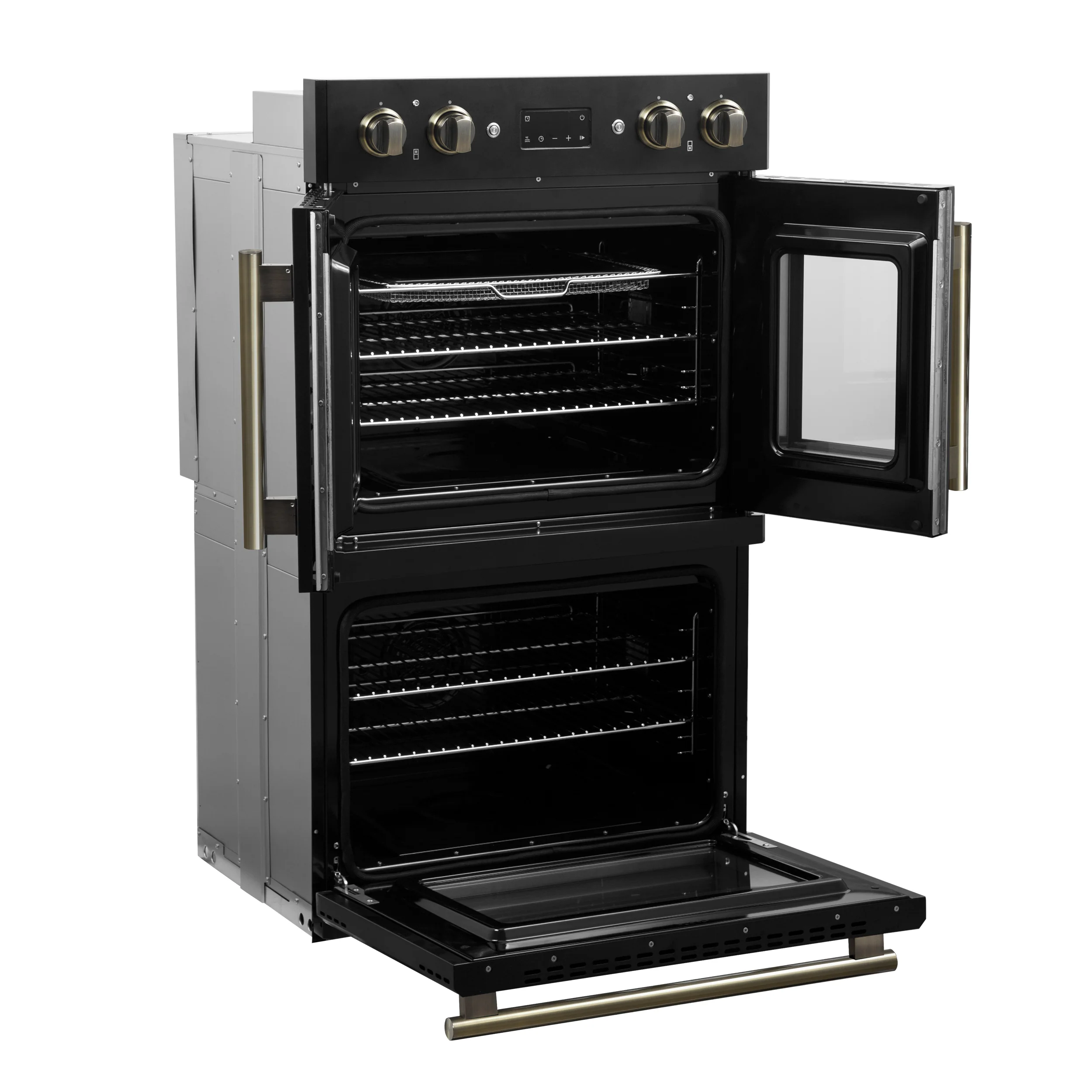 Forno Asti 30-Inch Double Electric Wall Oven with Upper French Doors in Black & Antique Brass, 7.36 cu. ft. Dual True Convection, 7,200W, Air Fry, Sous Vide, Self-Clean - Image 5