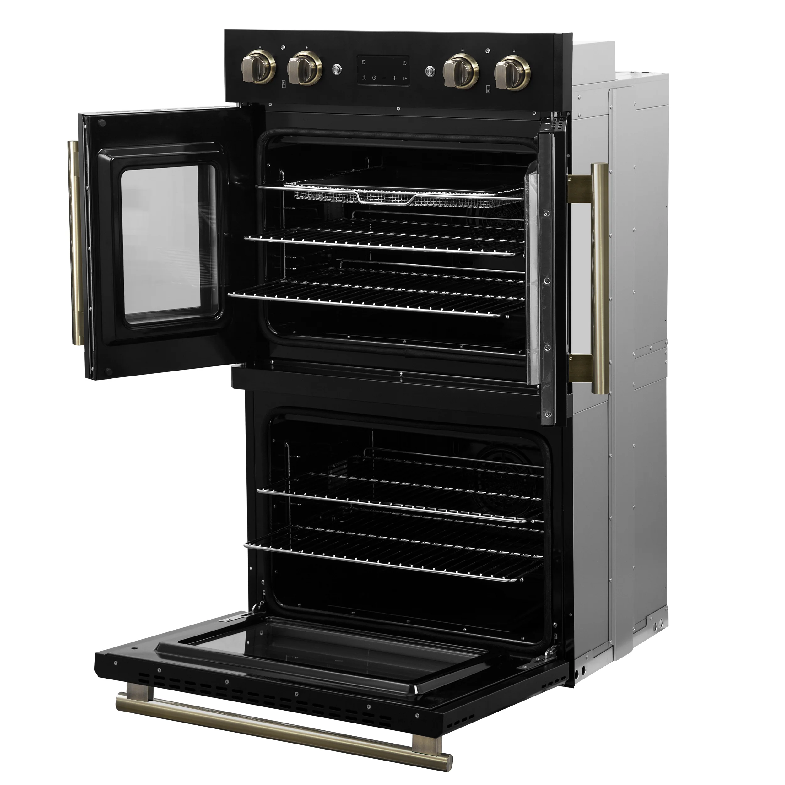 Forno Asti 30-Inch Double Electric Wall Oven with Upper French Doors in Black & Antique Brass, 7.36 cu. ft. Dual True Convection, 7,200W, Air Fry, Sous Vide, Self-Clean - Image 9