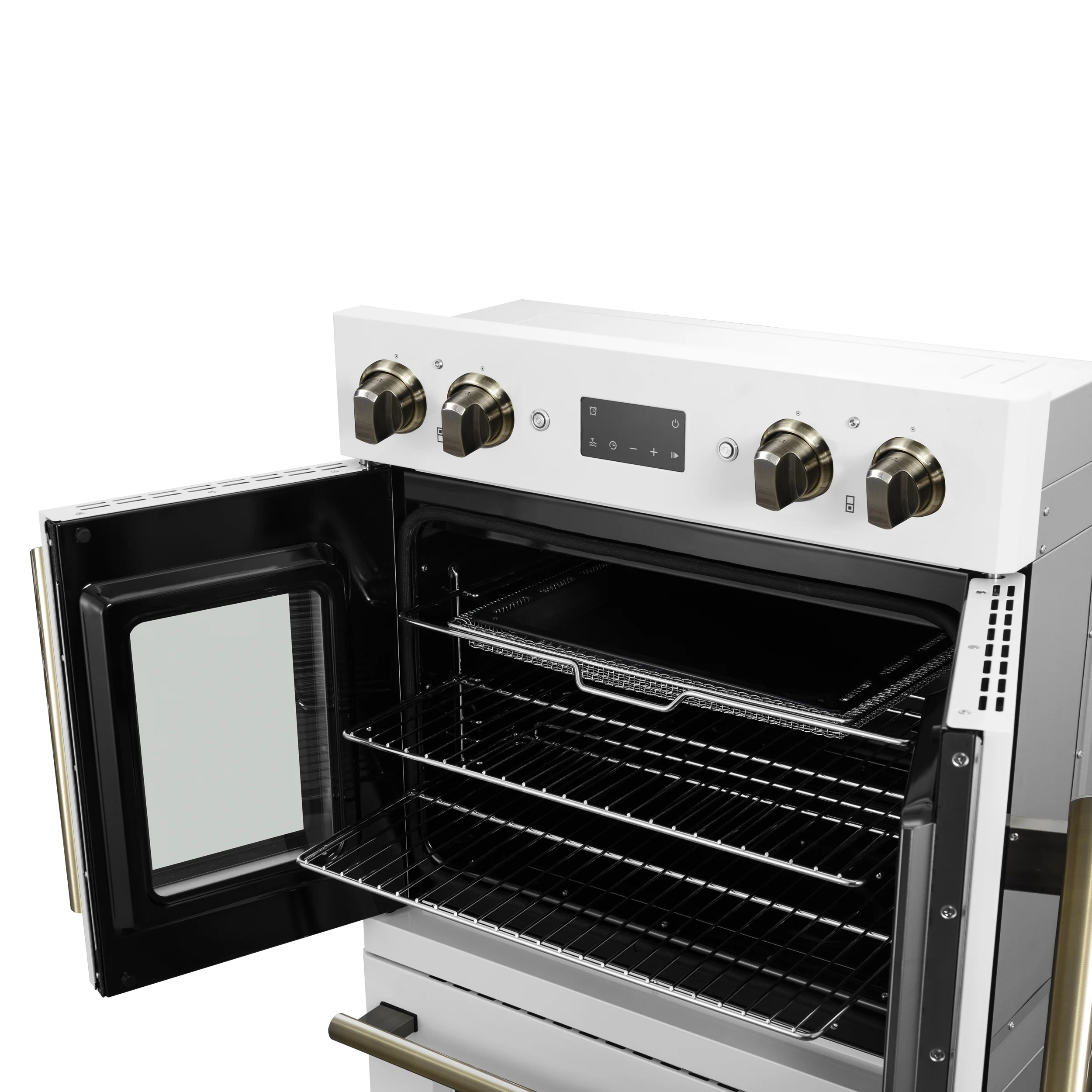 Forno Asti 30-Inch Double Electric Wall Oven with Upper French Doors in White & Antique Brass, 7.36 cu. ft. Dual True Convection, 7,200W, Air Fry, Sous Vide, Self-Clean - Image 11