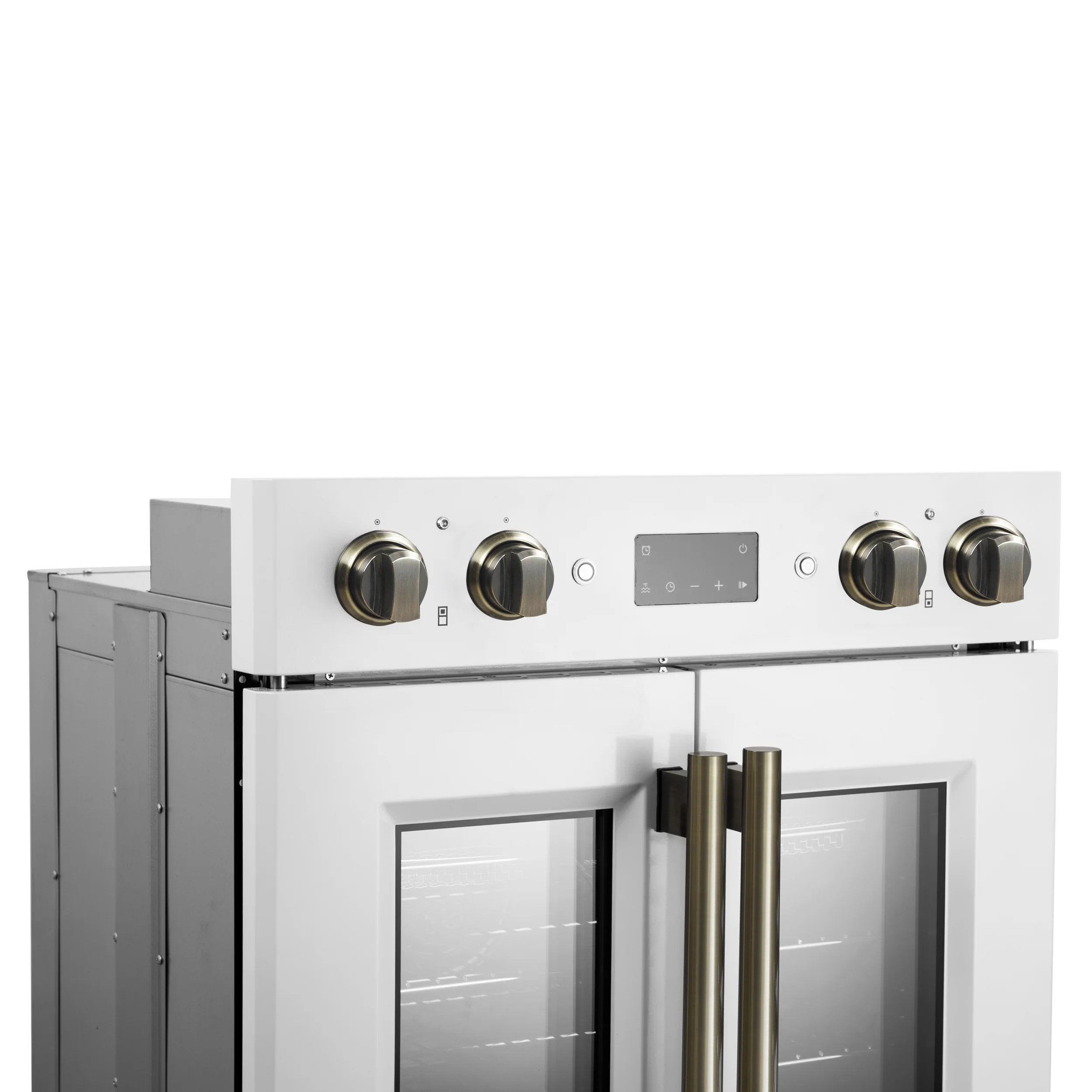 Forno Asti 30-Inch Double Electric Wall Oven with Upper French Doors in White & Antique Brass, 7.36 cu. ft. Dual True Convection, 7,200W, Air Fry, Sous Vide, Self-Clean - Image 4