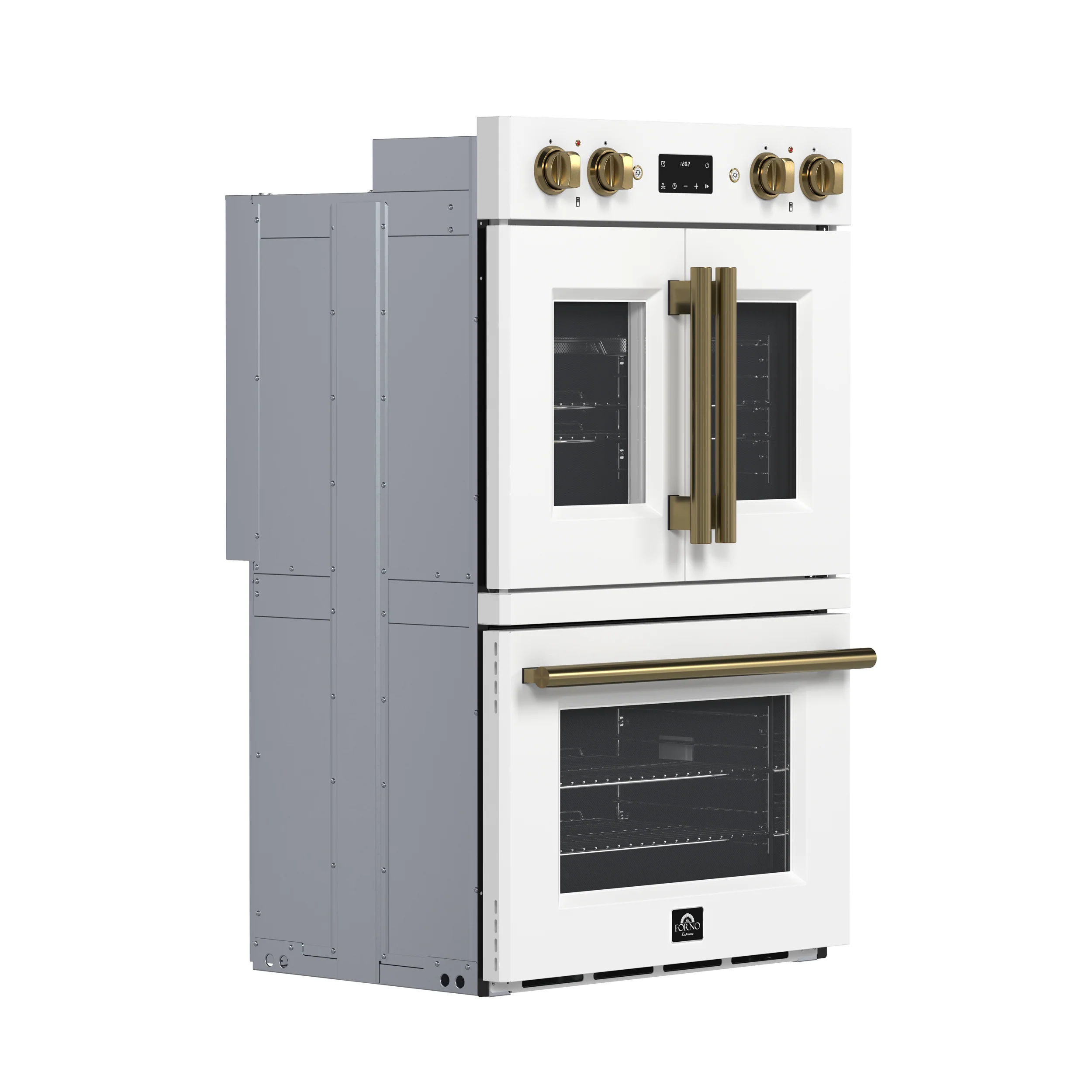Forno Asti 30-Inch Double Electric Wall Oven with Upper French Doors in White & Antique Brass, 7.36 cu. ft. Dual True Convection, 7,200W, Air Fry, Sous Vide, Self-Clean - Image 5
