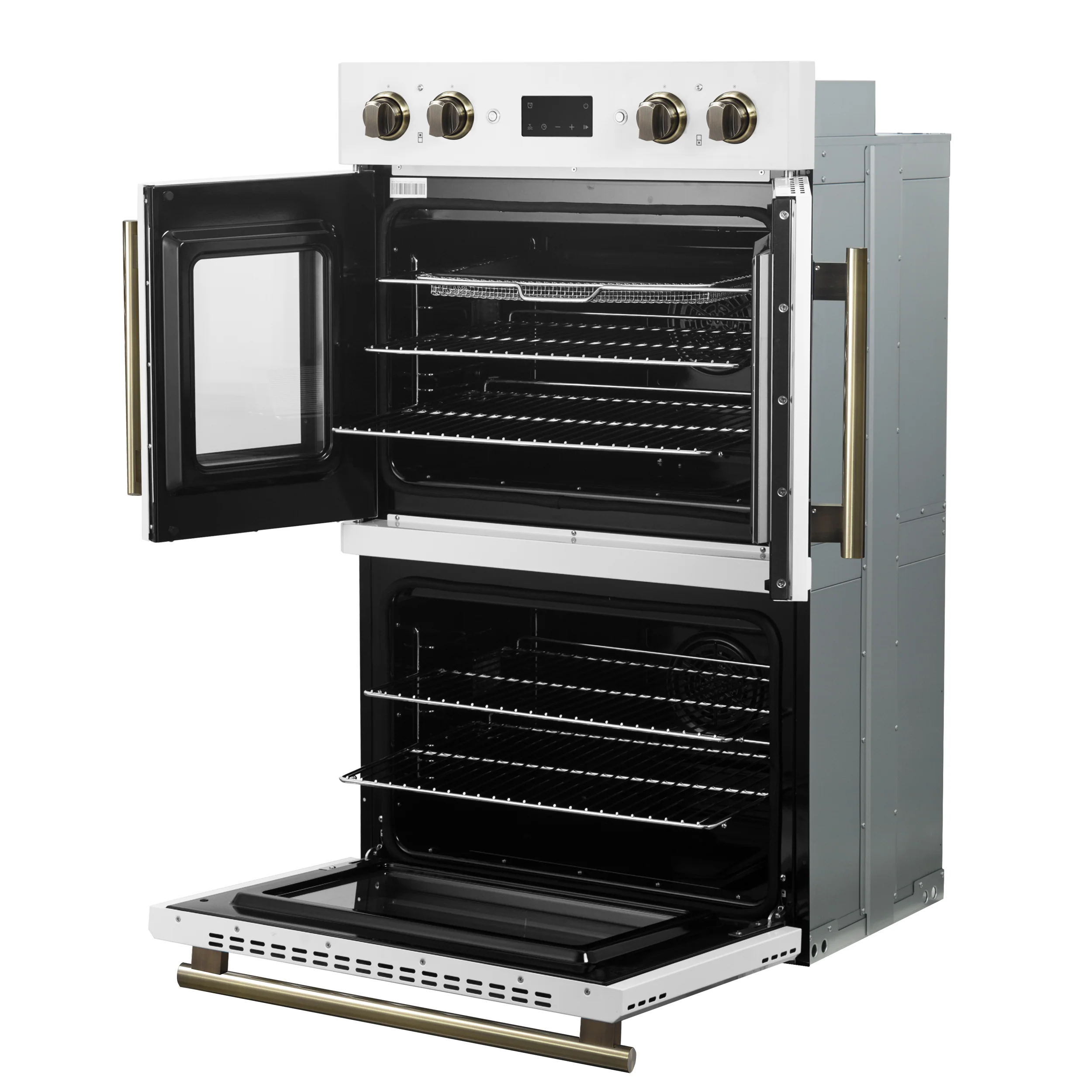 Forno Asti 30-Inch Double Electric Wall Oven with Upper French Doors in White & Antique Brass, 7.36 cu. ft. Dual True Convection, 7,200W, Air Fry, Sous Vide, Self-Clean - Image 8