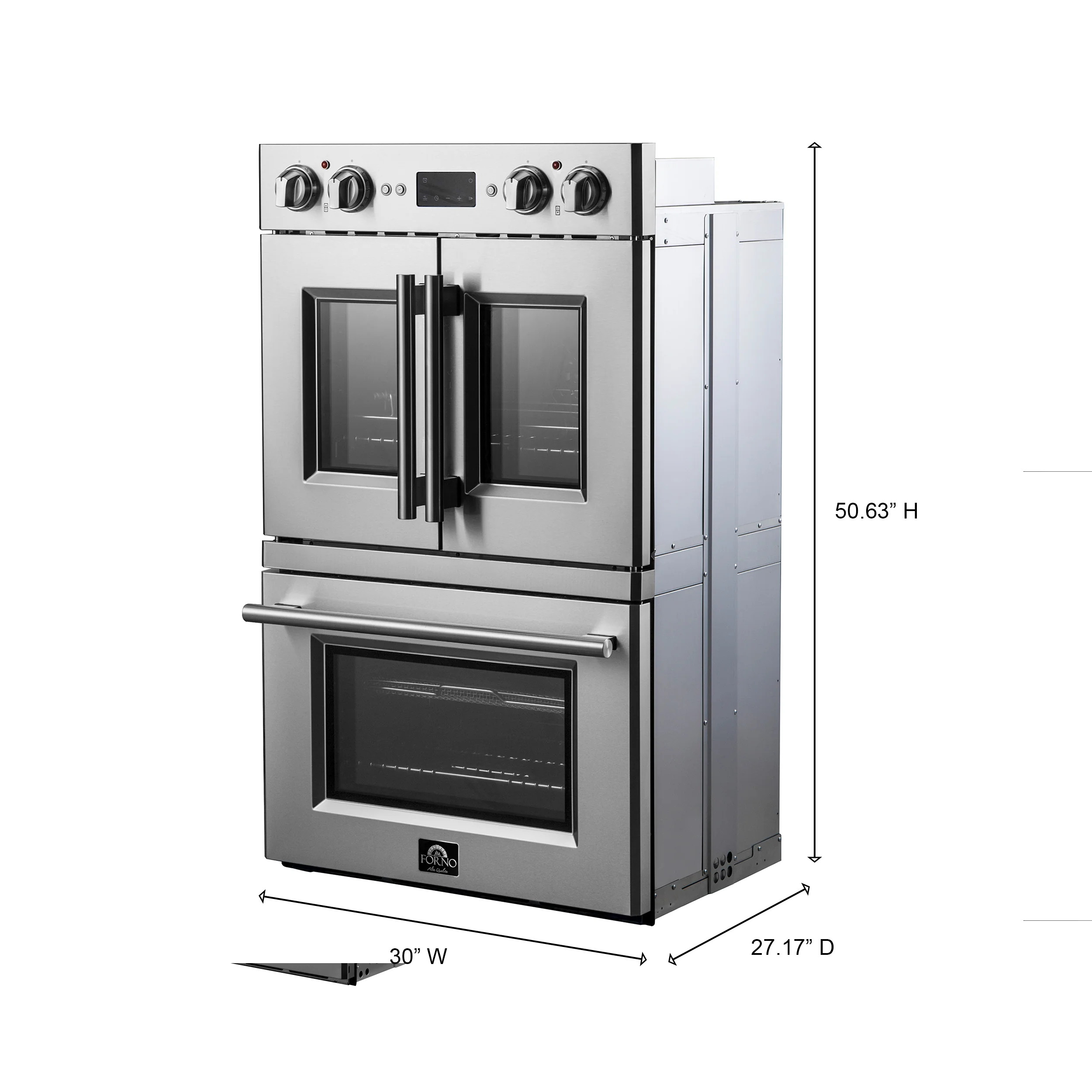 Forno Gallico 30-Inch Electric French Door Double Oven, Stainless Steel, Convection Cooking, Touch Control Panel, Self-Cleaning Function - Image 6