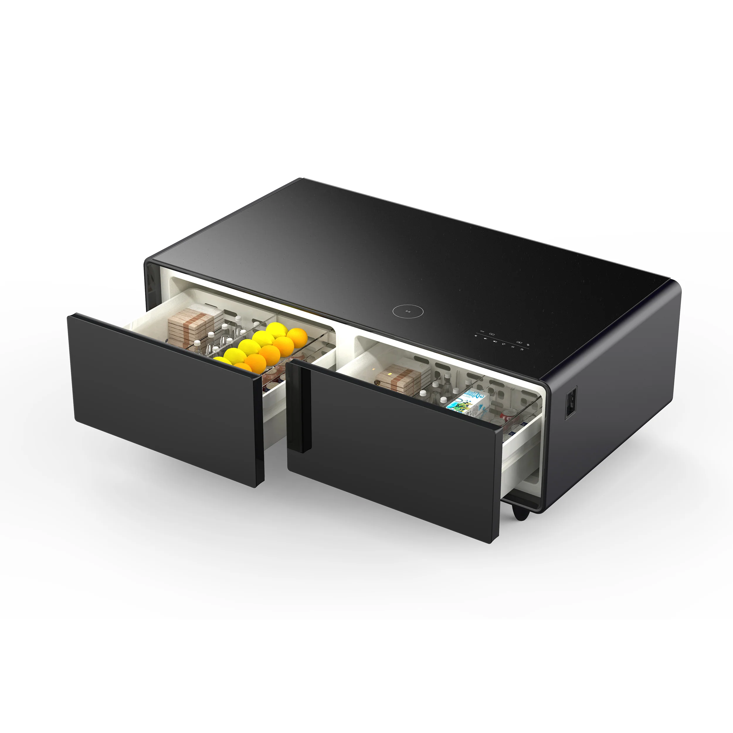 Forno Evoluto Tavolo 51-Inch Black Smart Coffee Table – Dual Refrigerator Drawers, Bluetooth 5.0 Audio, Wireless Charging & RGB Ambient Light - Image 12