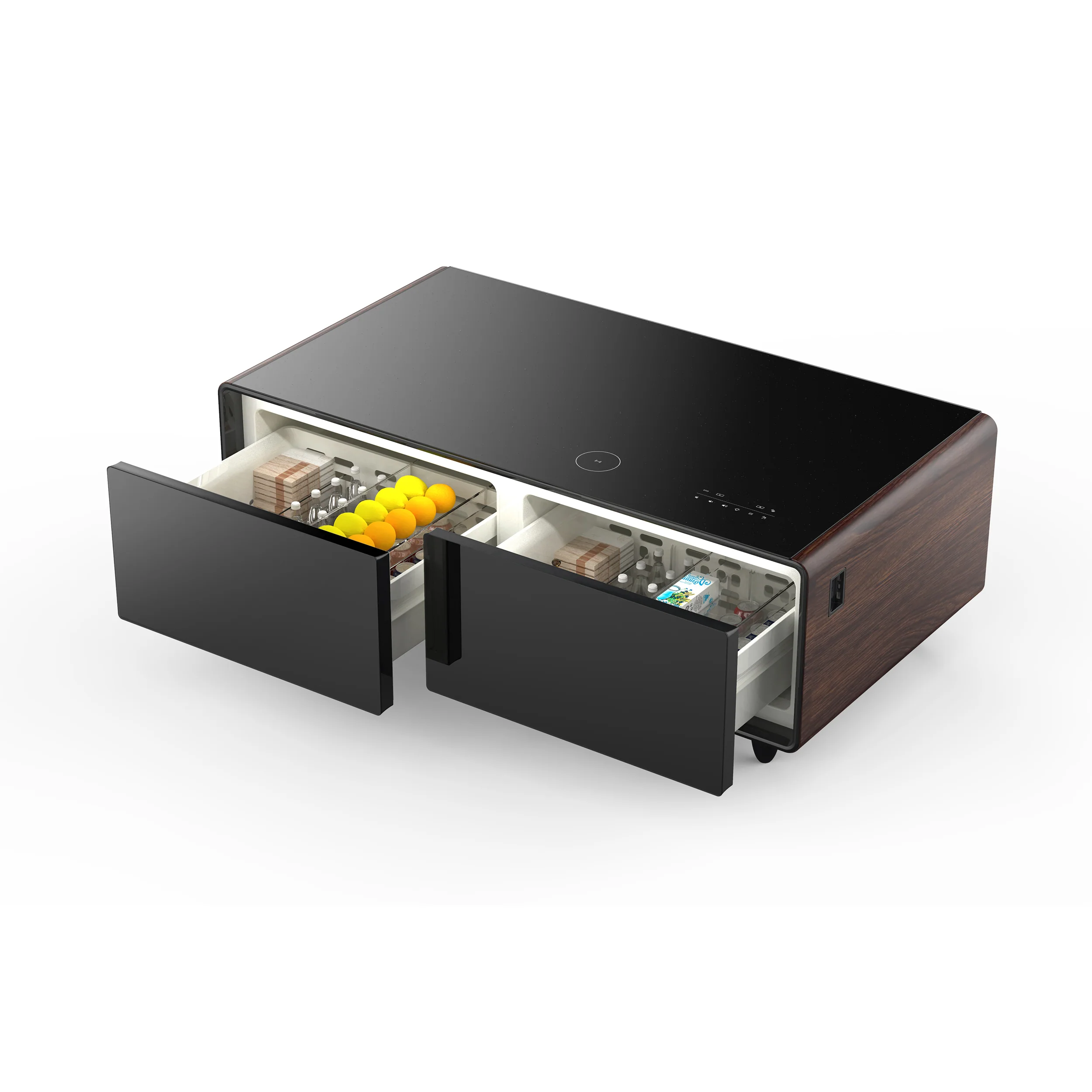 Forno Evoluto Tavolo 51-Inch Smart Coffee Table with Wood-Accent Sides – Dual Cooling Zones, Wireless Charging Pad & Built-In Bluetooth Speakers - Image 4