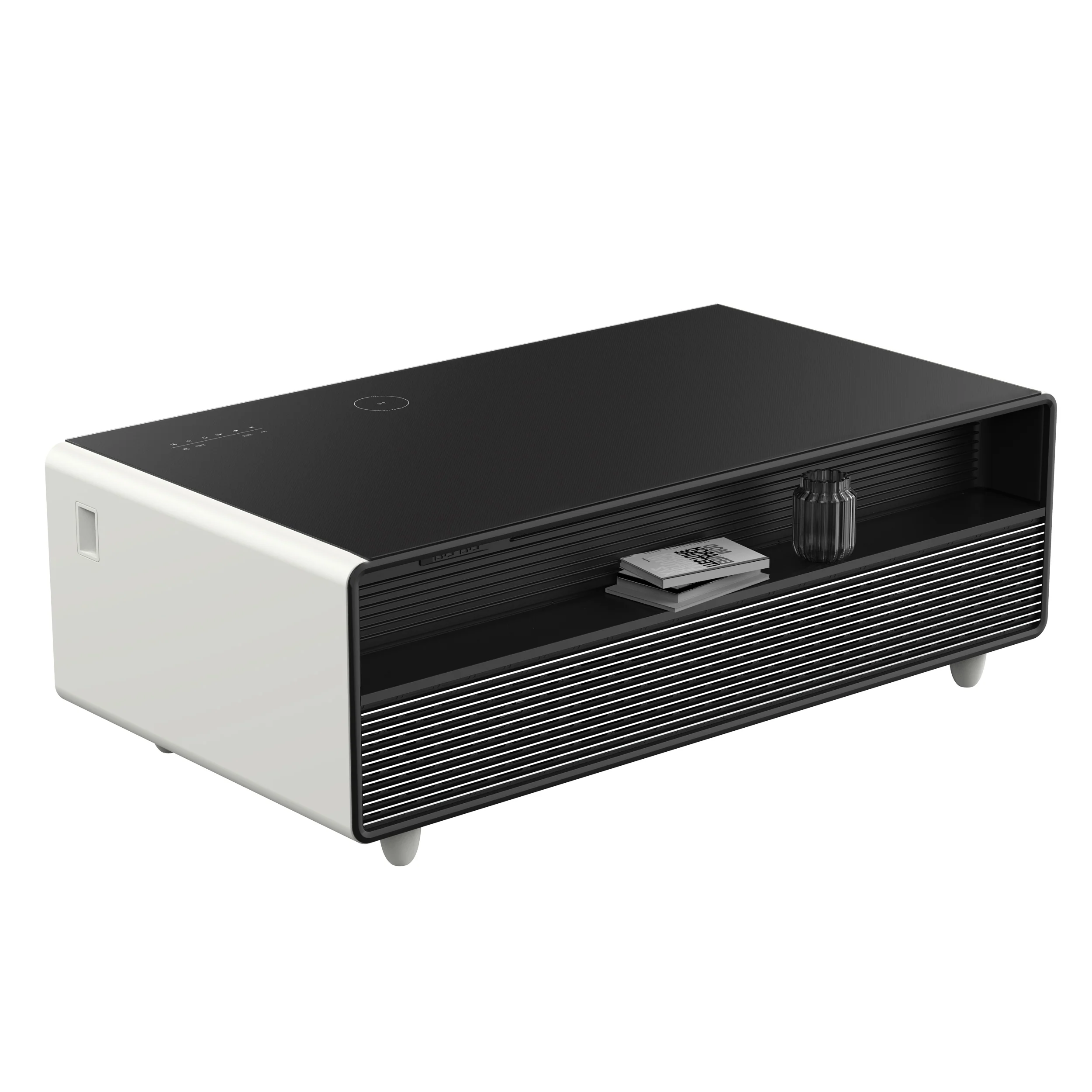 Forno Evoluto Tavolo 51-Inch White Smart Coffee Table – Dual Refrigerator Drawers, Bluetooth 5.0 Audio, Wireless Charging & RGB Ambient Light - Image 8