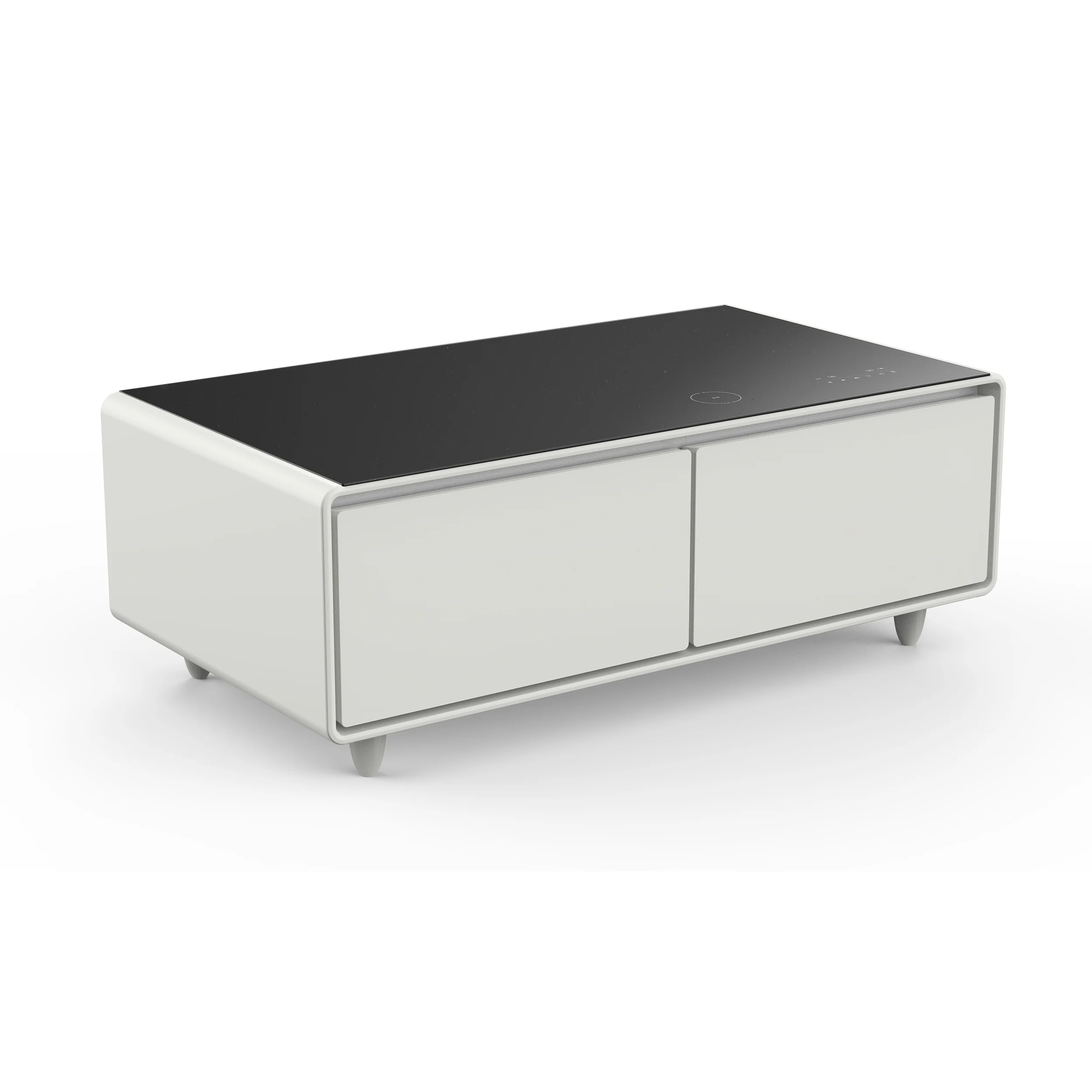 Forno Evoluto Tavolo 51-Inch White Smart Coffee Table – Dual Refrigerator Drawers, Bluetooth 5.0 Audio, Wireless Charging & RGB Ambient Light - Image 9