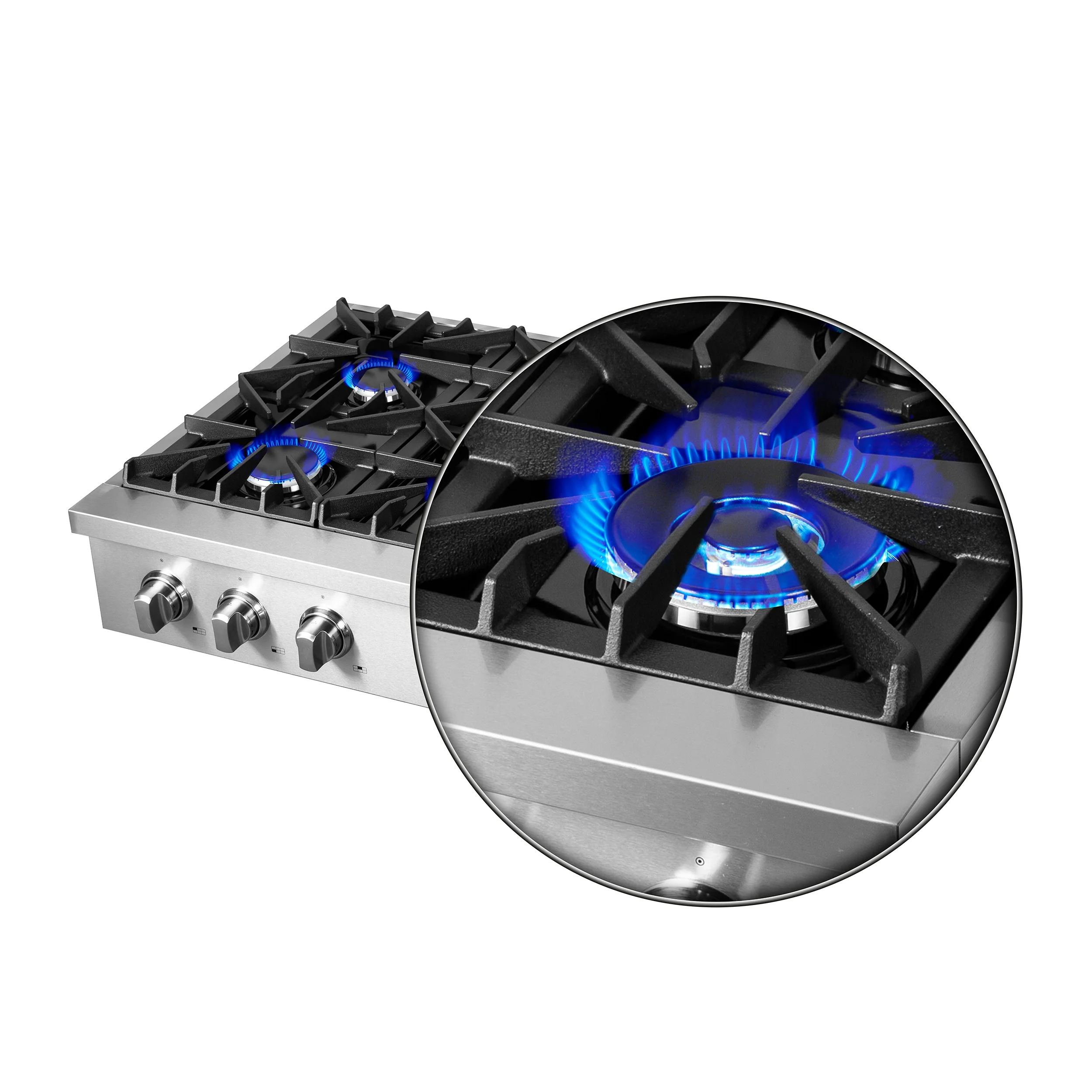Forno Cossato Alta Qualita 36-Inch Pro-Style Gas Rangetop, Stainless Steel, 6 Sealed Burners, 83,000 BTU Total Output, Continuous Cast Iron Grates - Image 5
