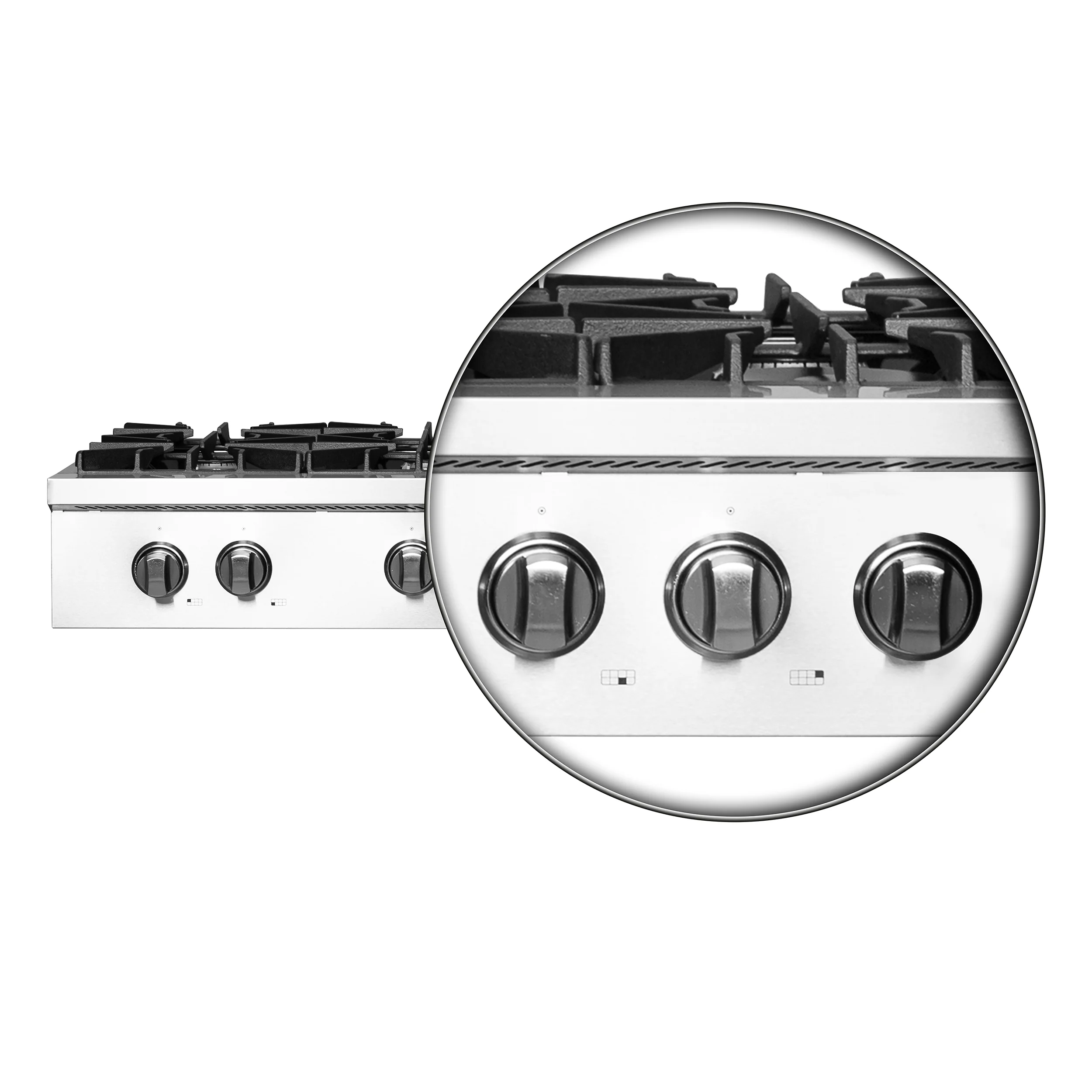 Forno Cossato Alta Qualita 48-Inch Pro-Style Gas Rangetop, Stainless Steel, 8 Sealed Burners, 107,000 BTU Total Output, Continuous Cast Iron Grates - Image 5