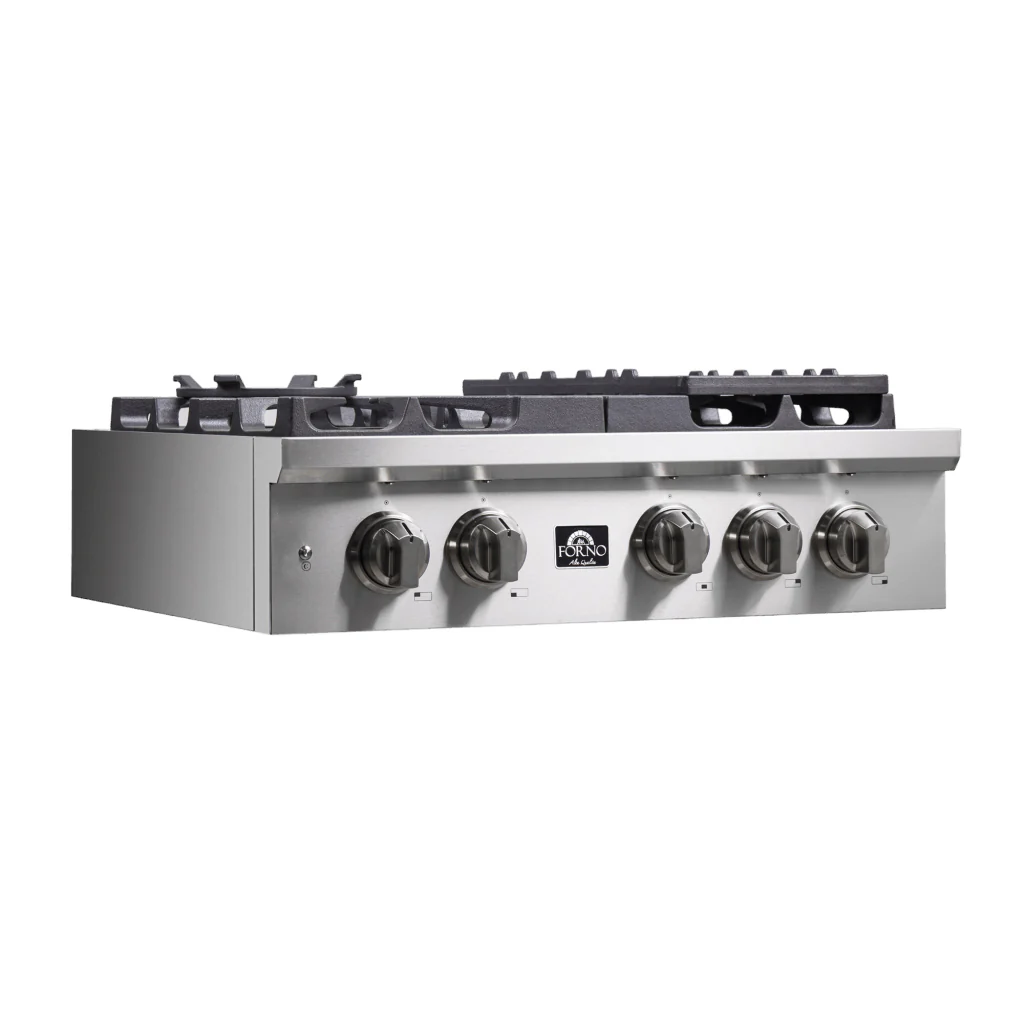 Forno Spezia Alta Qualita 30-Inch Pro-Style Gas Rangetop, Stainless Steel, 5 Sealed Burners, Continuous Cast Iron Grates, High Heat Output - Image 3