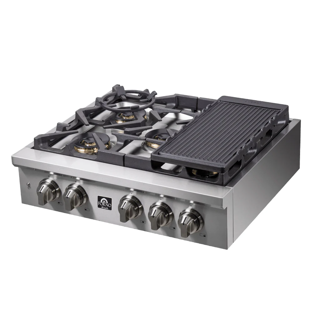 Forno Spezia Alta Qualita 30-Inch Pro-Style Gas Rangetop, Stainless Steel, 5 Sealed Burners, Continuous Cast Iron Grates, High Heat Output - Image 8