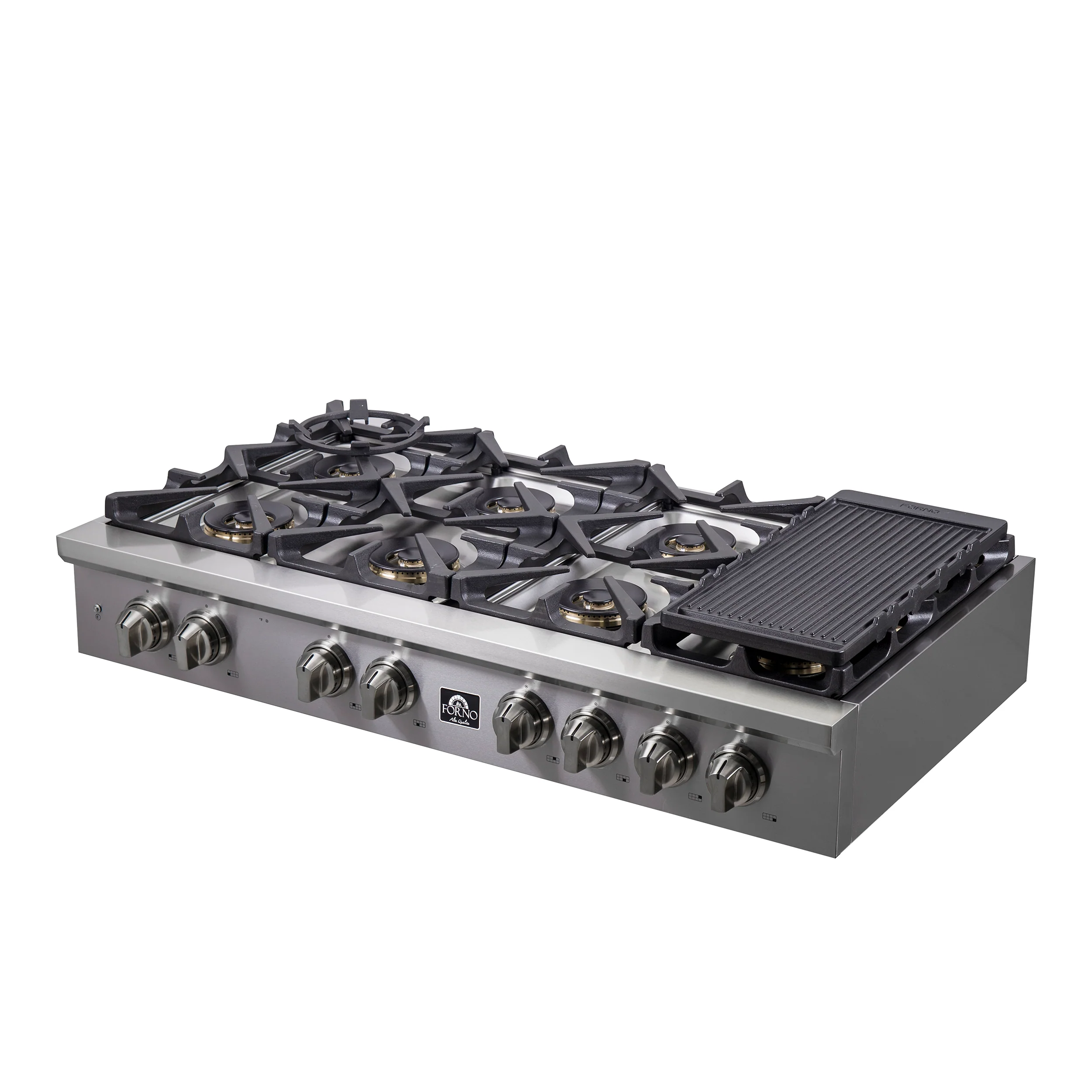 Forno Spezia Alta Qualita 48-Inch Pro-Style Gas Rangetop, Stainless Steel, 8 Sealed Burners, Continuous Cast Iron Grates, High Heat Output - Image 4