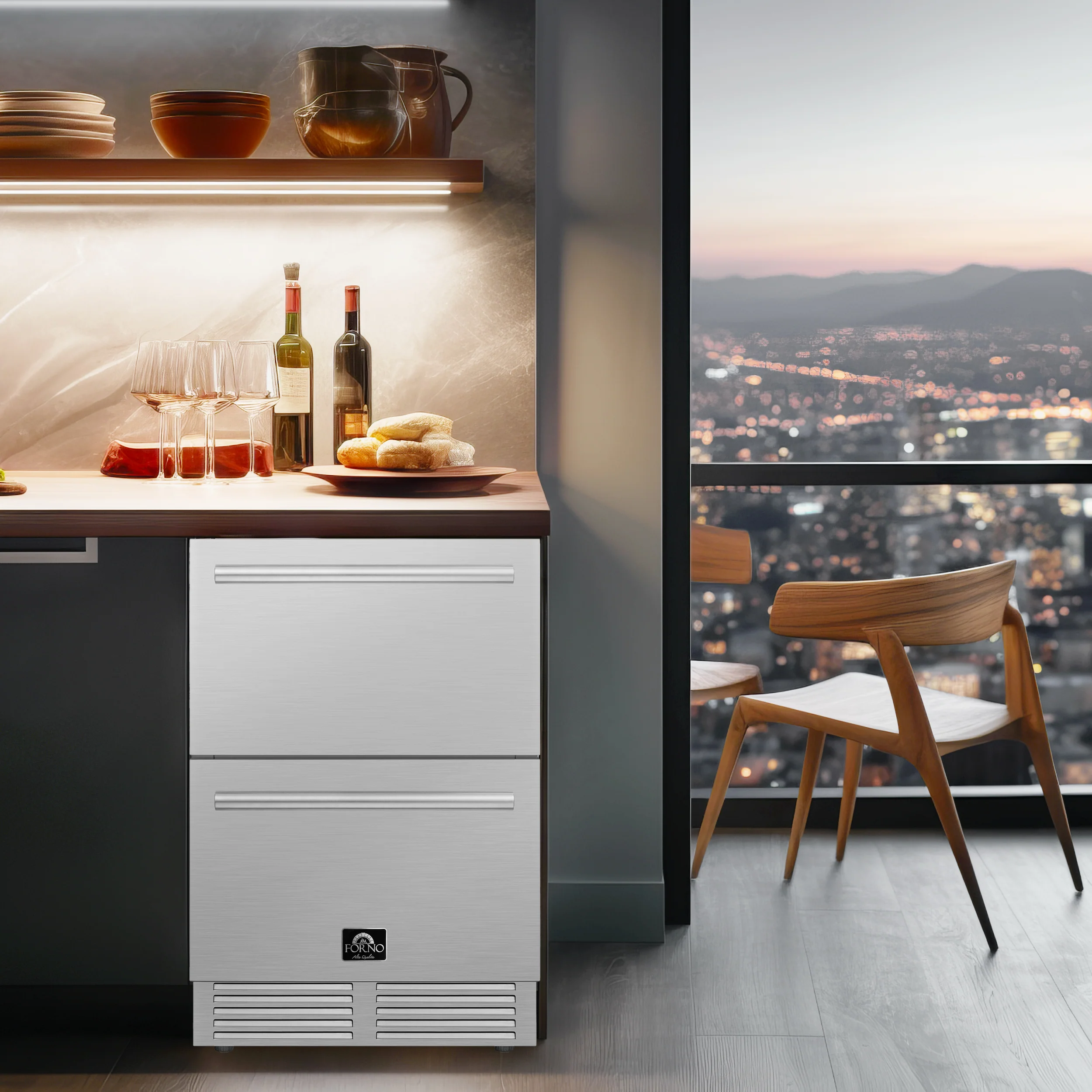 Forno Como 24-Inch Indoor Outdoor Drawer Refrigerator, 4.87 cu.ft, Stainless Steel Interior, Adjustable Shelves, LED Lighting - Image 10