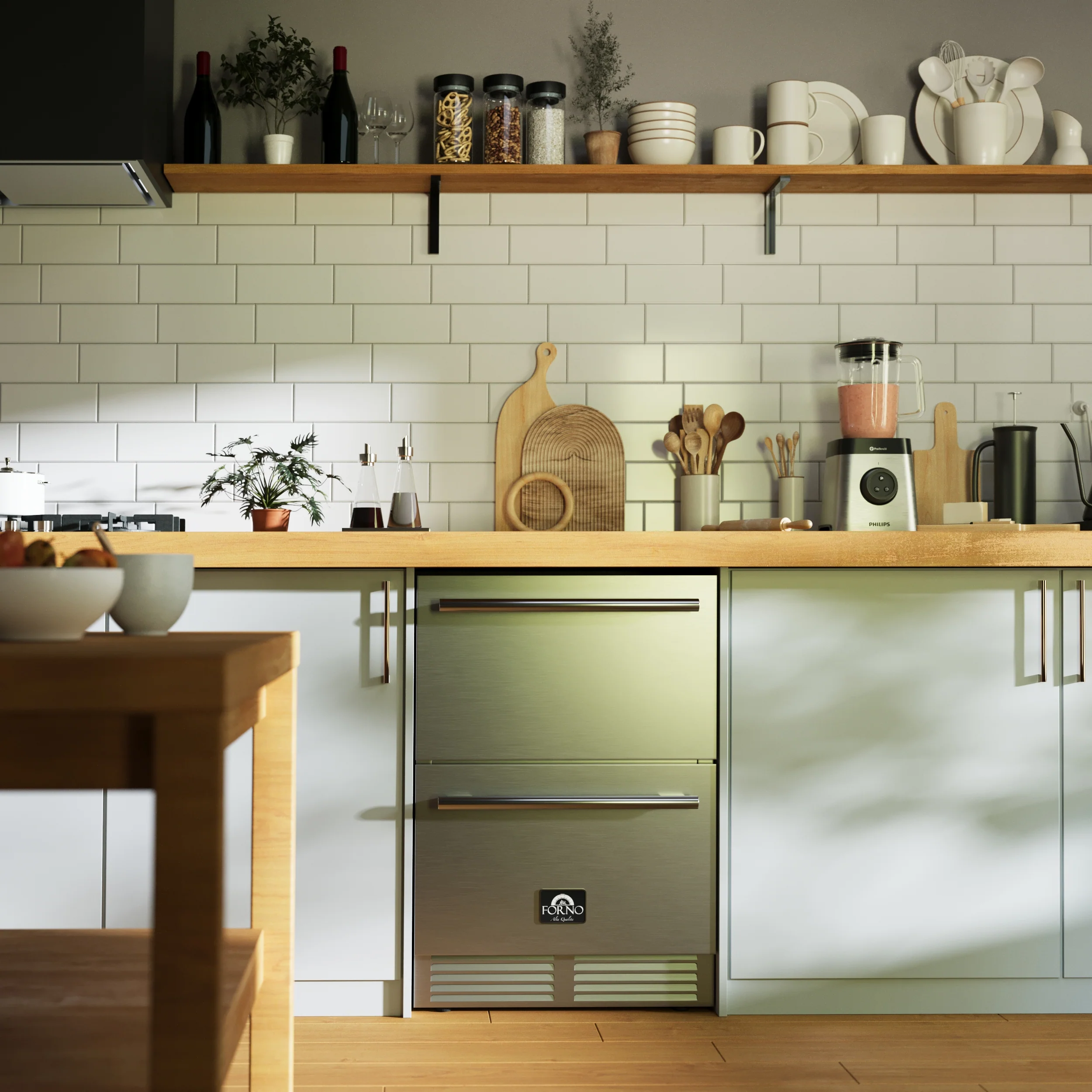 Forno Como 24-Inch Indoor Outdoor Drawer Refrigerator, 4.87 cu.ft, Stainless Steel Interior, Adjustable Shelves, LED Lighting - Image 13