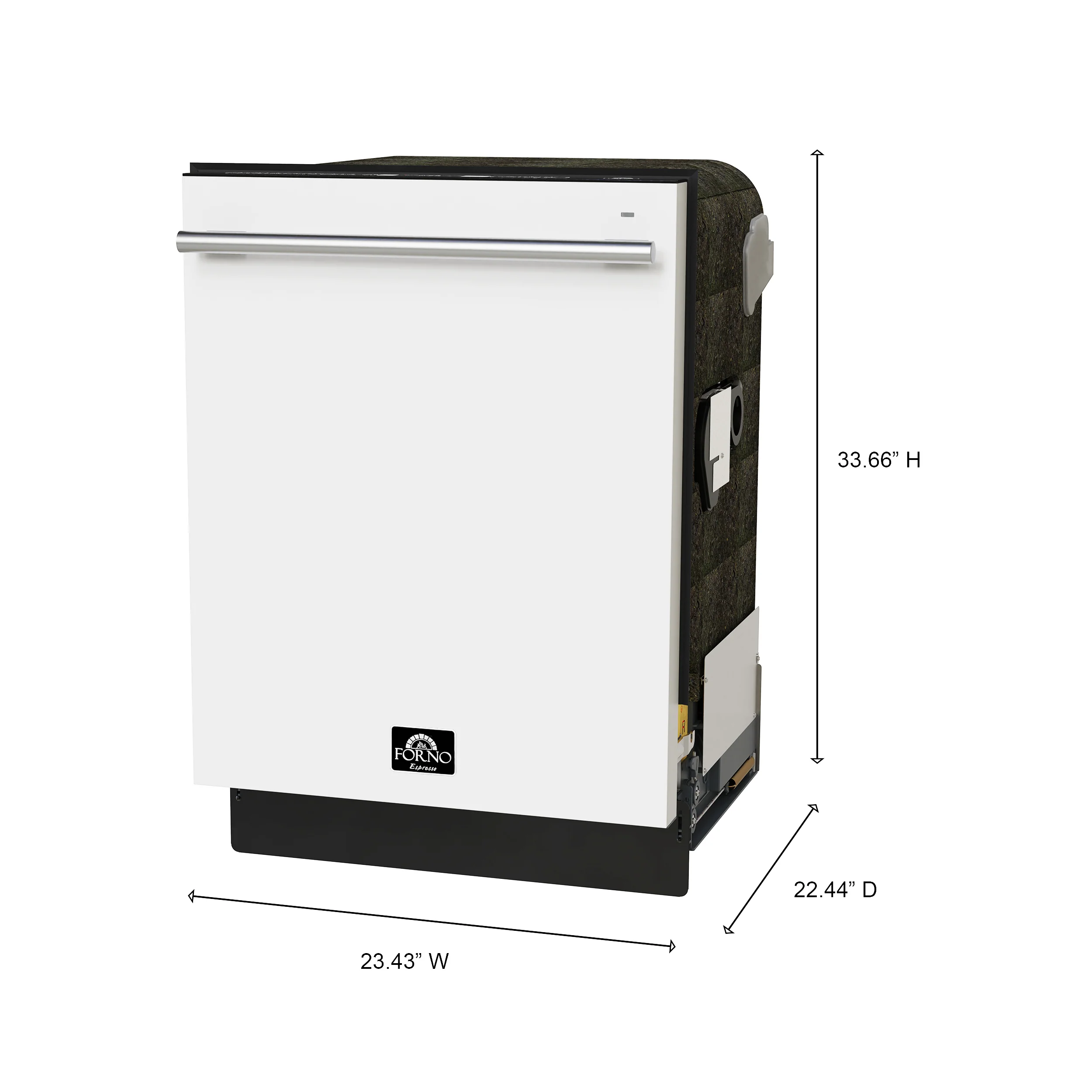 Forno Romano Espresso 24-Inch Built-In Dishwasher, White Finish, Stainless Steel Tub, 49 dBA, Energy Star Certified - Image 3
