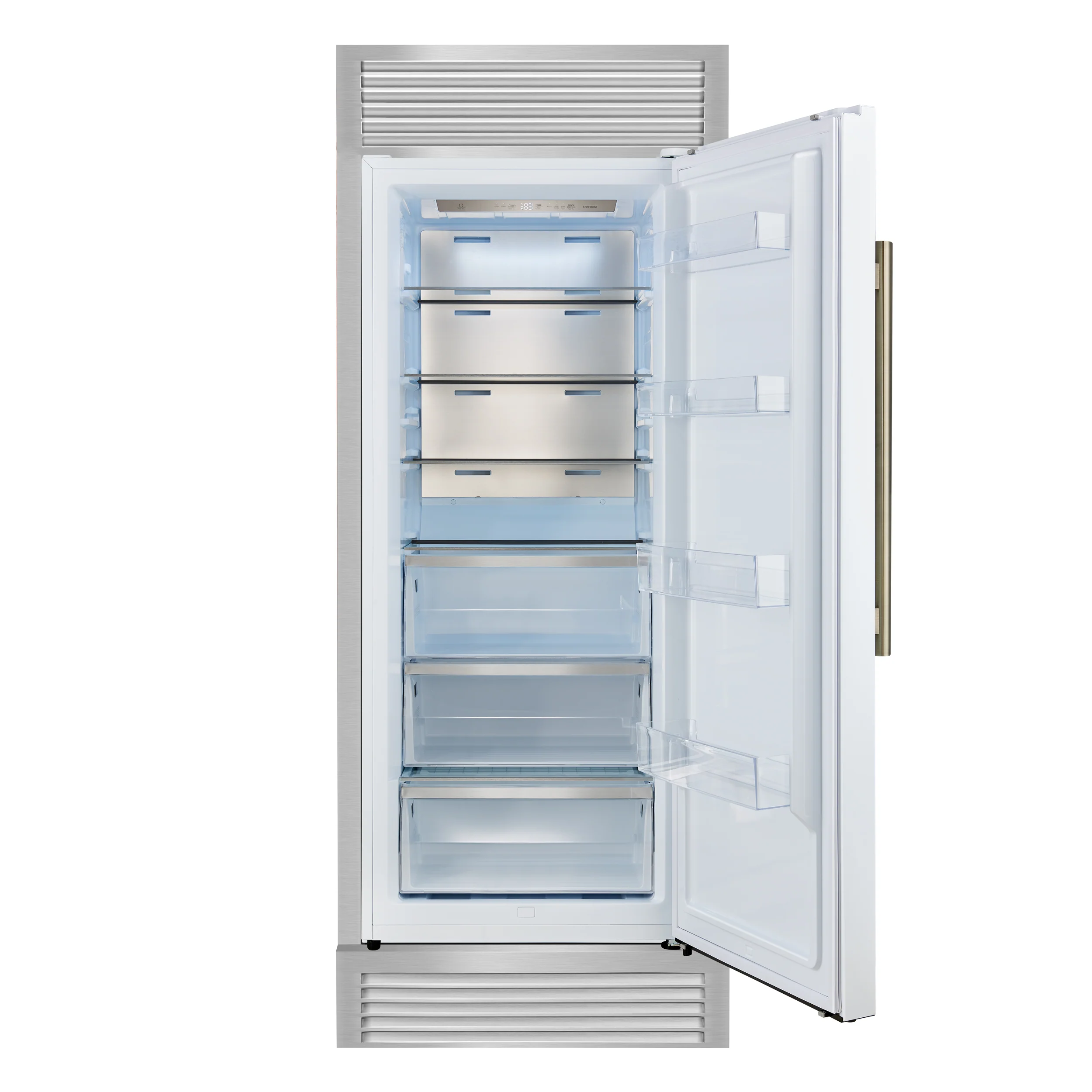 Forno Maderno 28-Inch Built-In Convertible Refrigerator in White with Antique Brass Handle, 13.6 cu.ft. Right Swing with Decorative Trim - 32-Inch Wide - Image 4