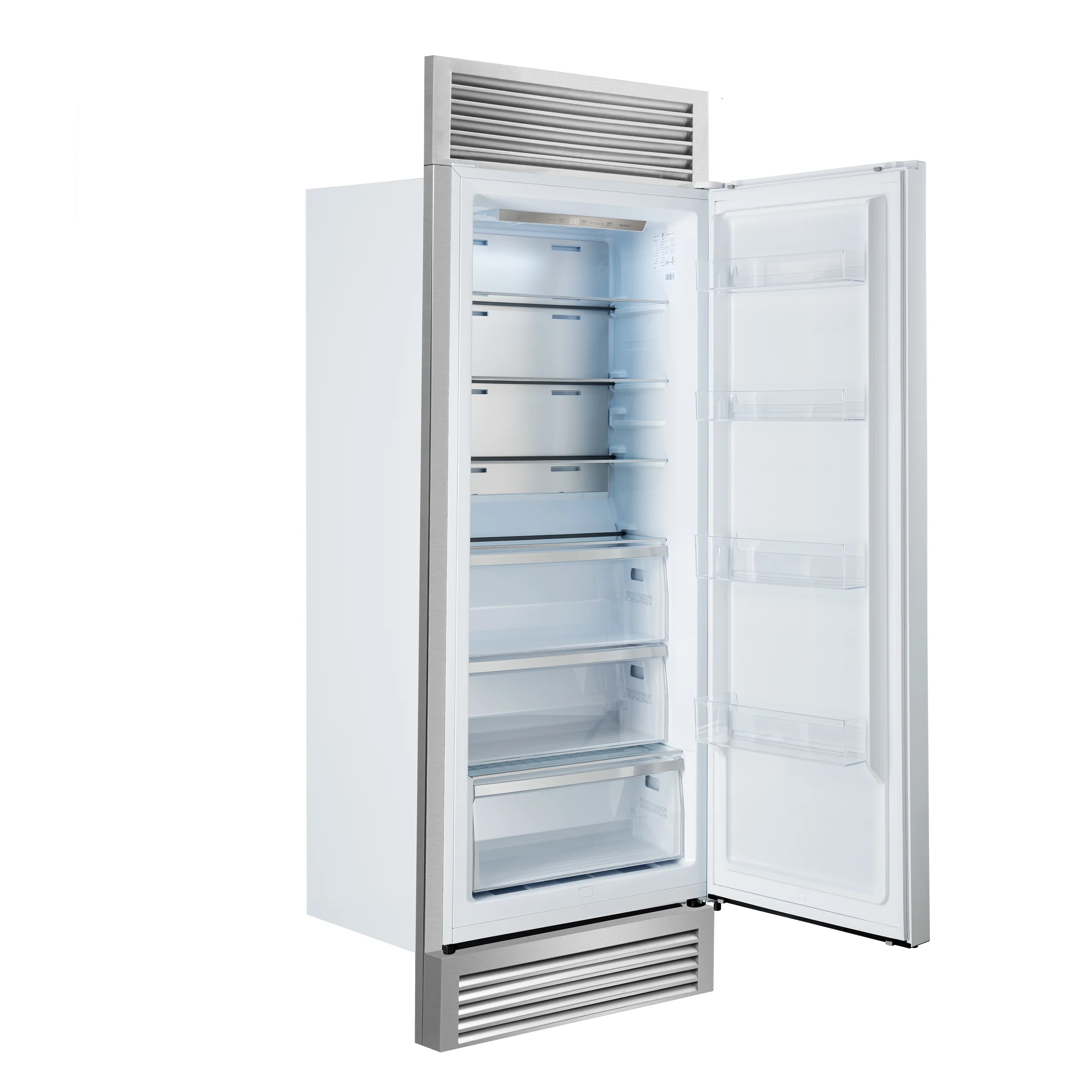 Forno Maderno 28-Inch Built-In Convertible Refrigerator in White with Antique Brass Handle, 13.6 cu.ft. Right Swing with Decorative Trim - 32-Inch Wide - Image 5