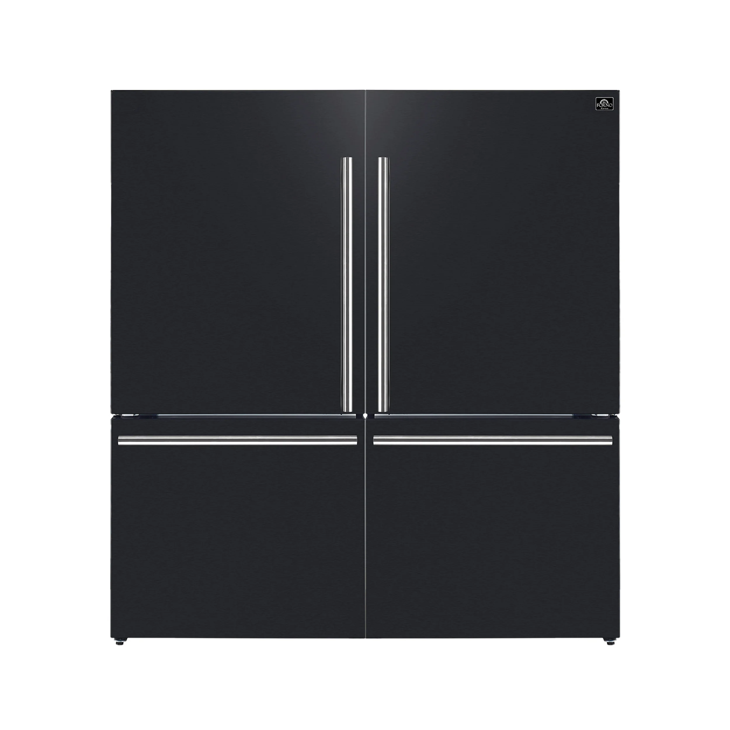 Forno Milano 2-Piece 62-Inch Freestanding Dual Bottom Freezer Refrigerator in Black – 34.4 cu.ft, Touch Control, Ice Maker - Image 2