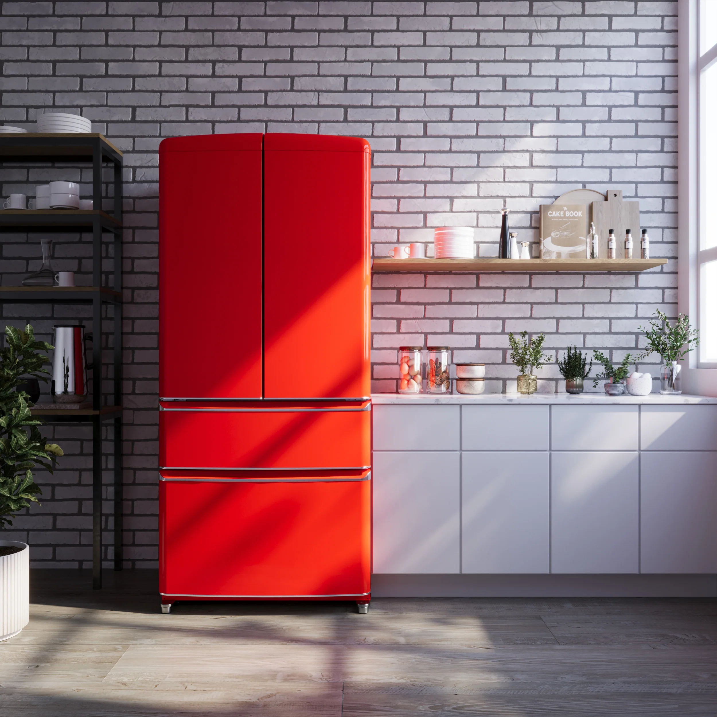 Forno Luigi 33-Inch French Door Refrigerator, 18 cu.ft, Red Finish, Handle-Free Design, ENERGY STAR Certified - Image 14
