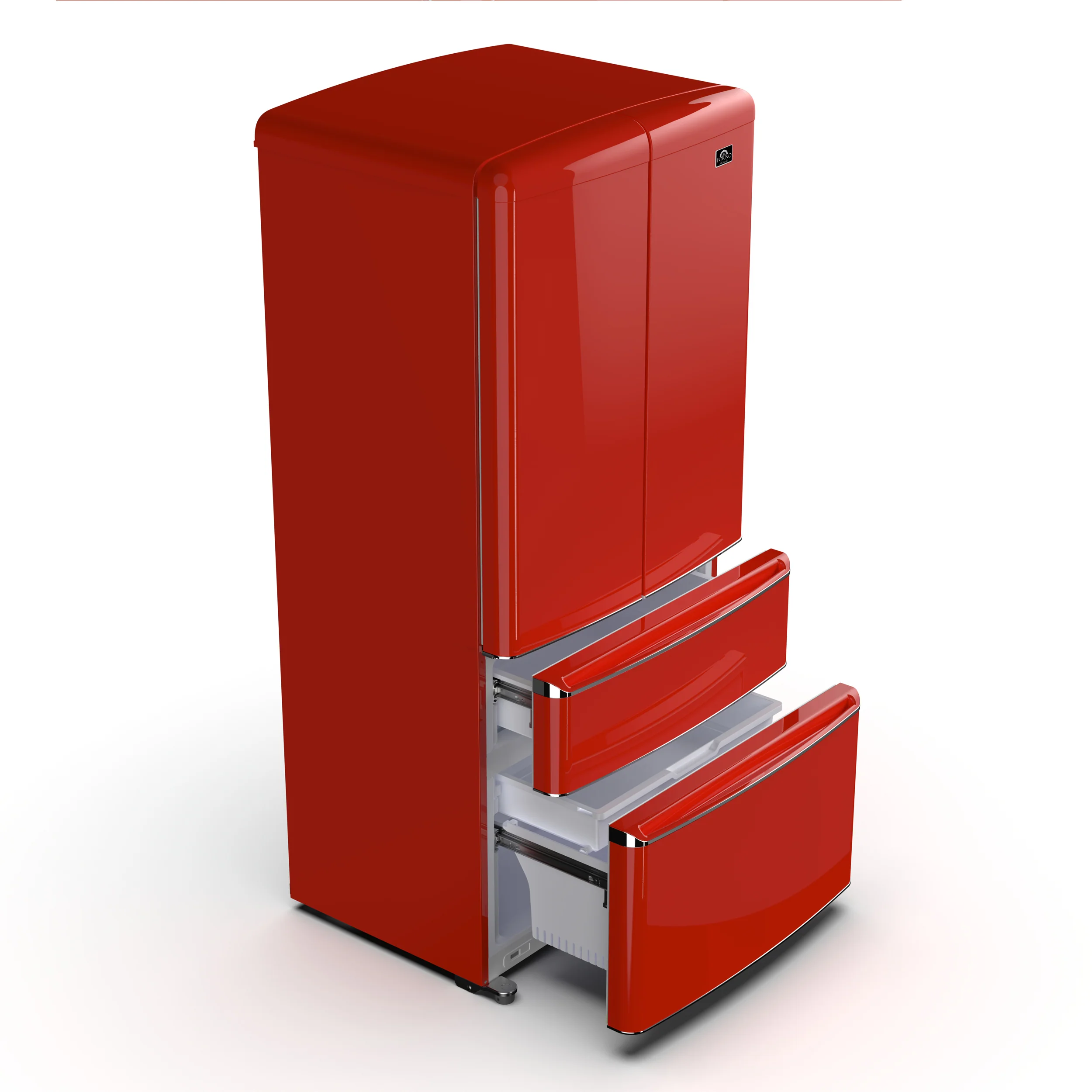 Forno Luigi 33-Inch French Door Refrigerator, 18 cu.ft, Red Finish, Handle-Free Design, ENERGY STAR Certified - Image 2