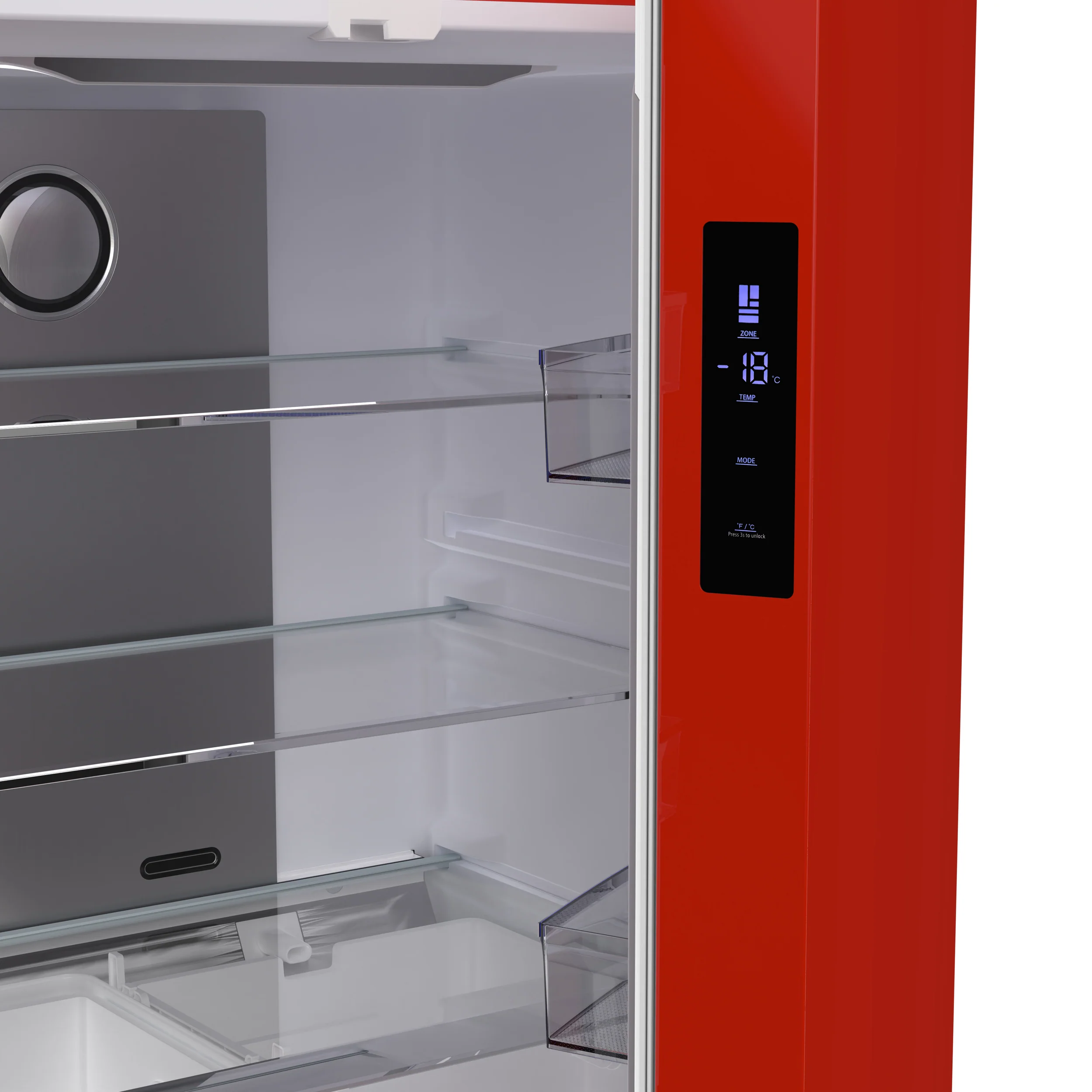 Forno Luigi 33-Inch French Door Refrigerator, 18 cu.ft, Red Finish, Handle-Free Design, ENERGY STAR Certified - Image 4