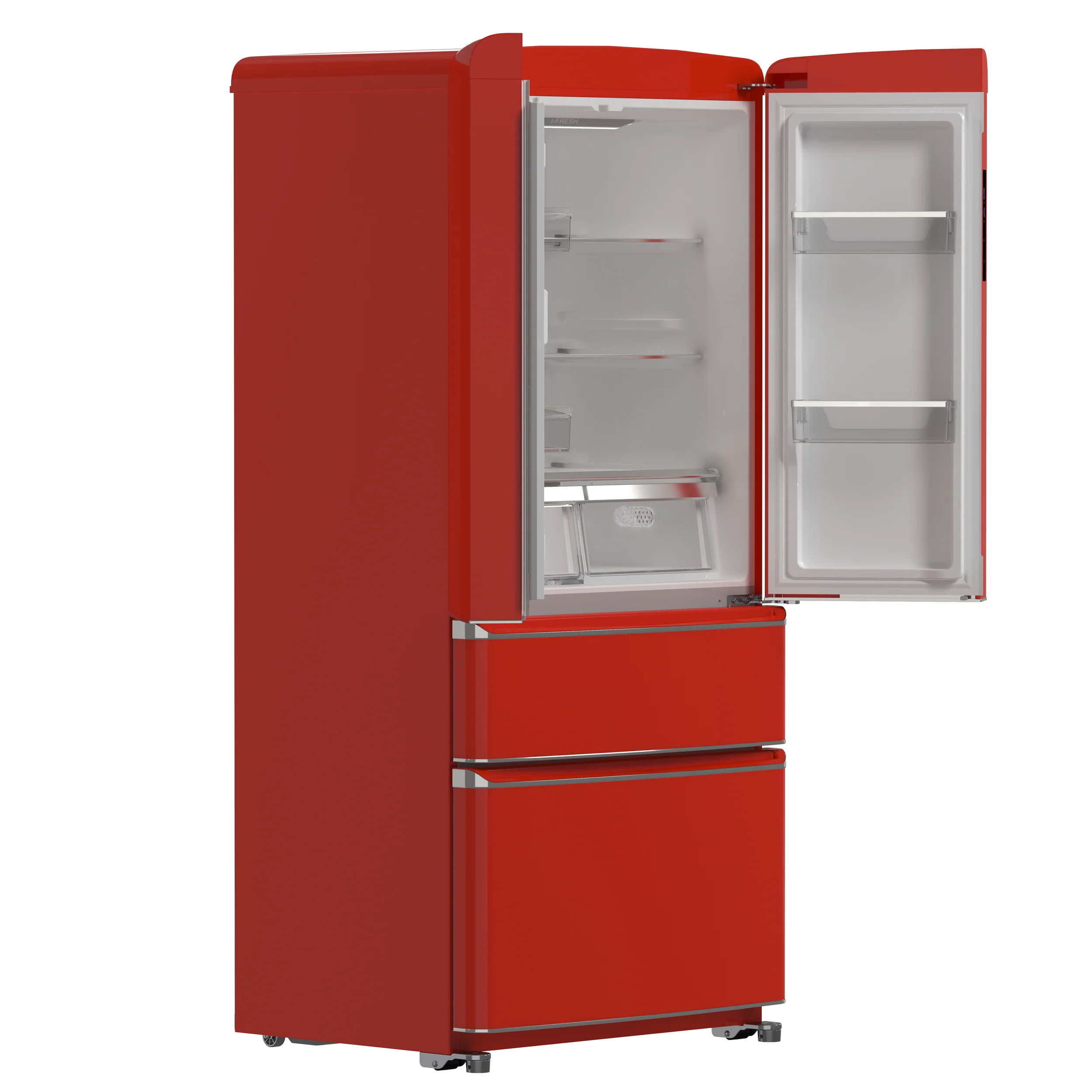 Forno Luigi 33-Inch French Door Refrigerator, 18 cu.ft, Red Finish, Handle-Free Design, ENERGY STAR Certified - Image 7