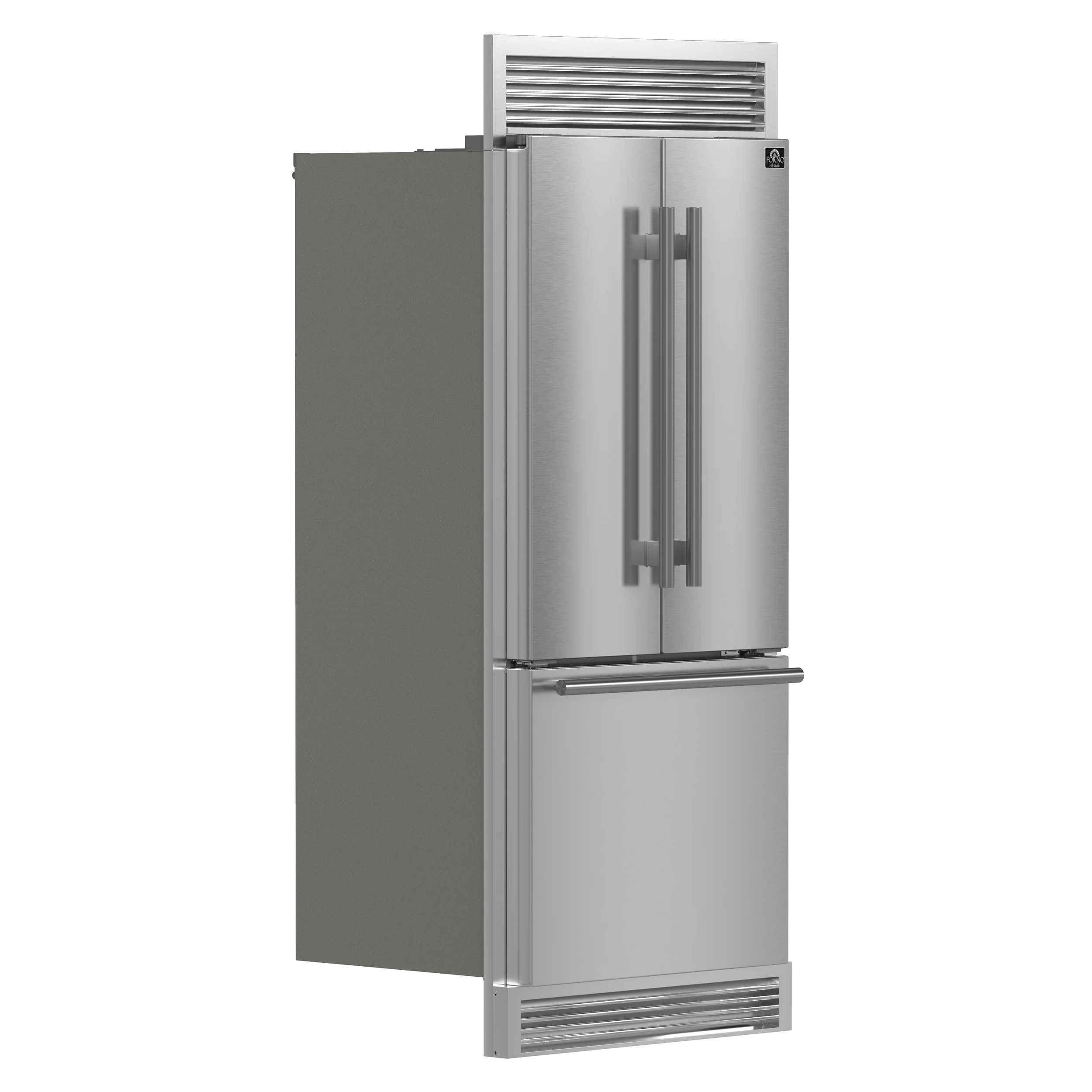 Forno Gallipoli 30-Inch French Door Refrigerator, 17.5 cu.ft Capacity, Decorative Grill, 34-Inch Width, Stainless Steel, No Frost Technology, Energy Efficient - Image 3