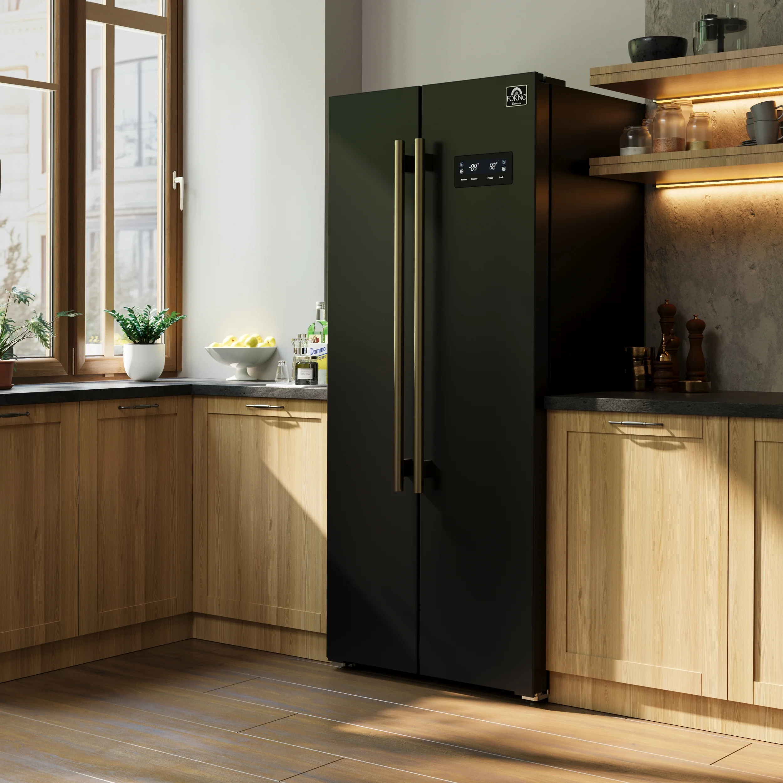 Forno Salerno Espresso 33-Inch Black Side-by-Side Refrigerator, 15.6 Cu. Ft., Energy-Efficient, No Frost, Modern Design - Image 19