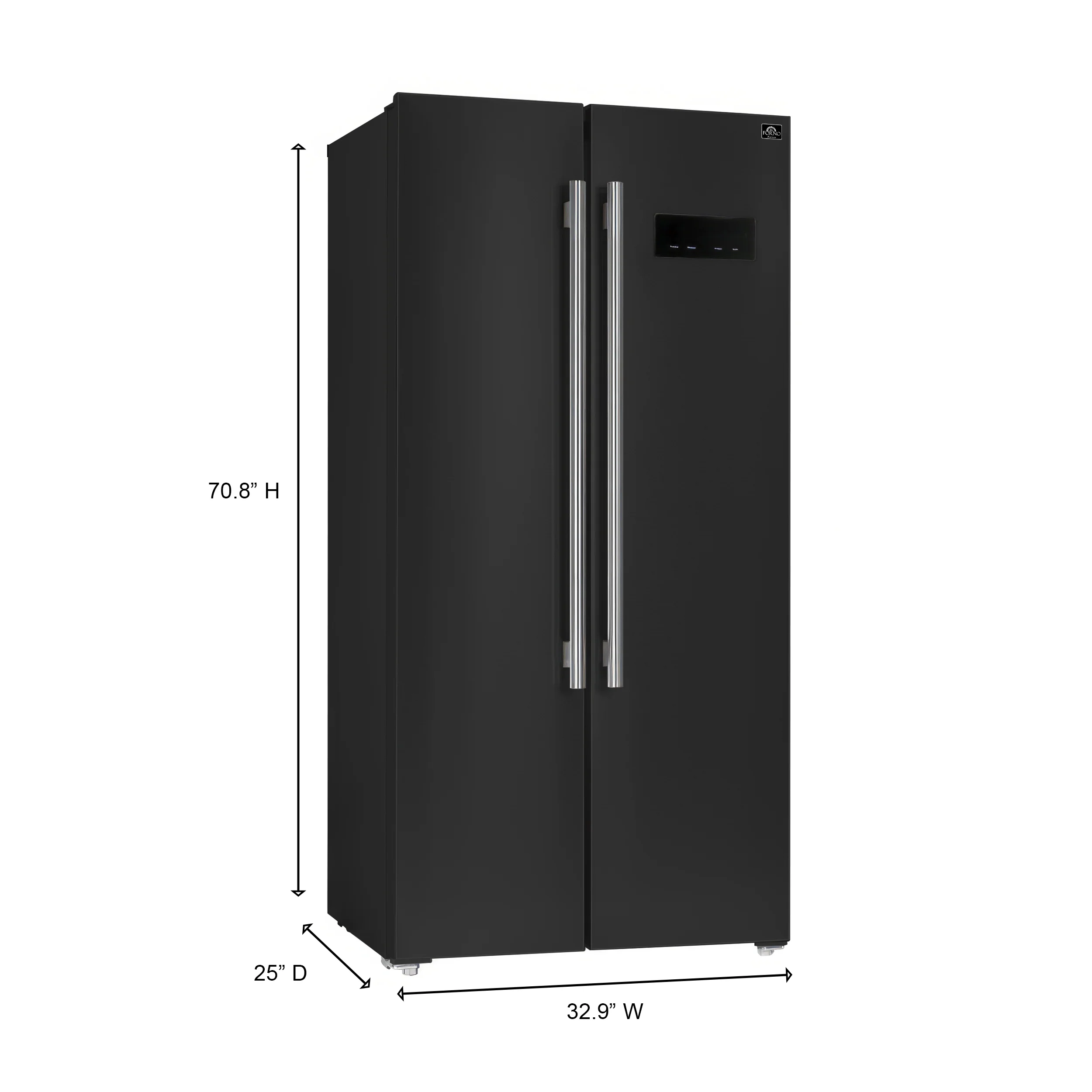 Forno Salerno Espresso 33-Inch Black Side-by-Side Refrigerator, 15.6 Cu. Ft., Energy-Efficient, No Frost, Modern Design - Image 7