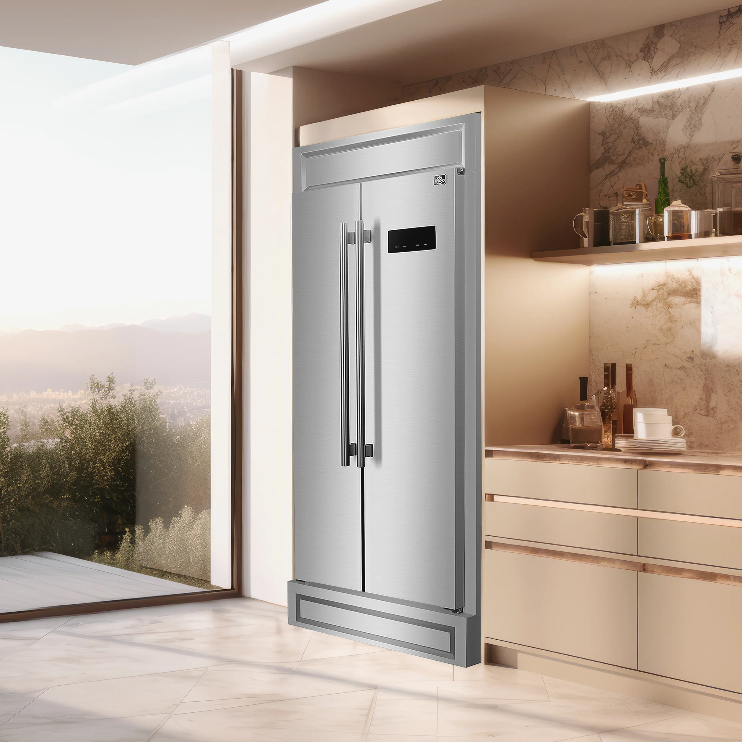 Forno Salerno 37-Inch Built-In Stainless Steel Refrigerator, 15.6 cu.ft, Modern Decorative Grill, ENERGY STAR Certified - Image 17