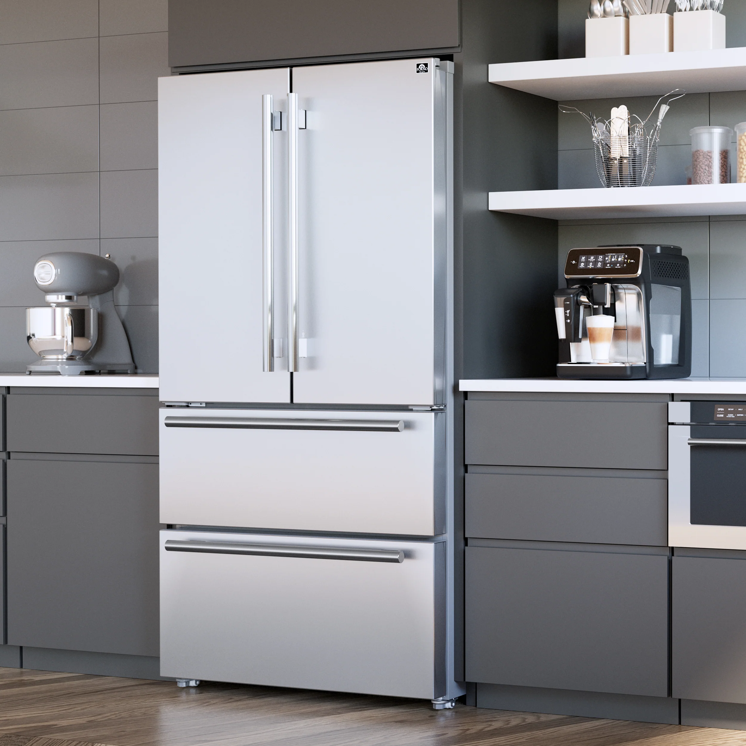 Forno Alta Moena 36-Inch French Door Refrigerator, 19.2 cu.ft, Counter Depth, Ice Maker, Stainless Steel Interior Panel, ENERGY STAR Certified - Image 39