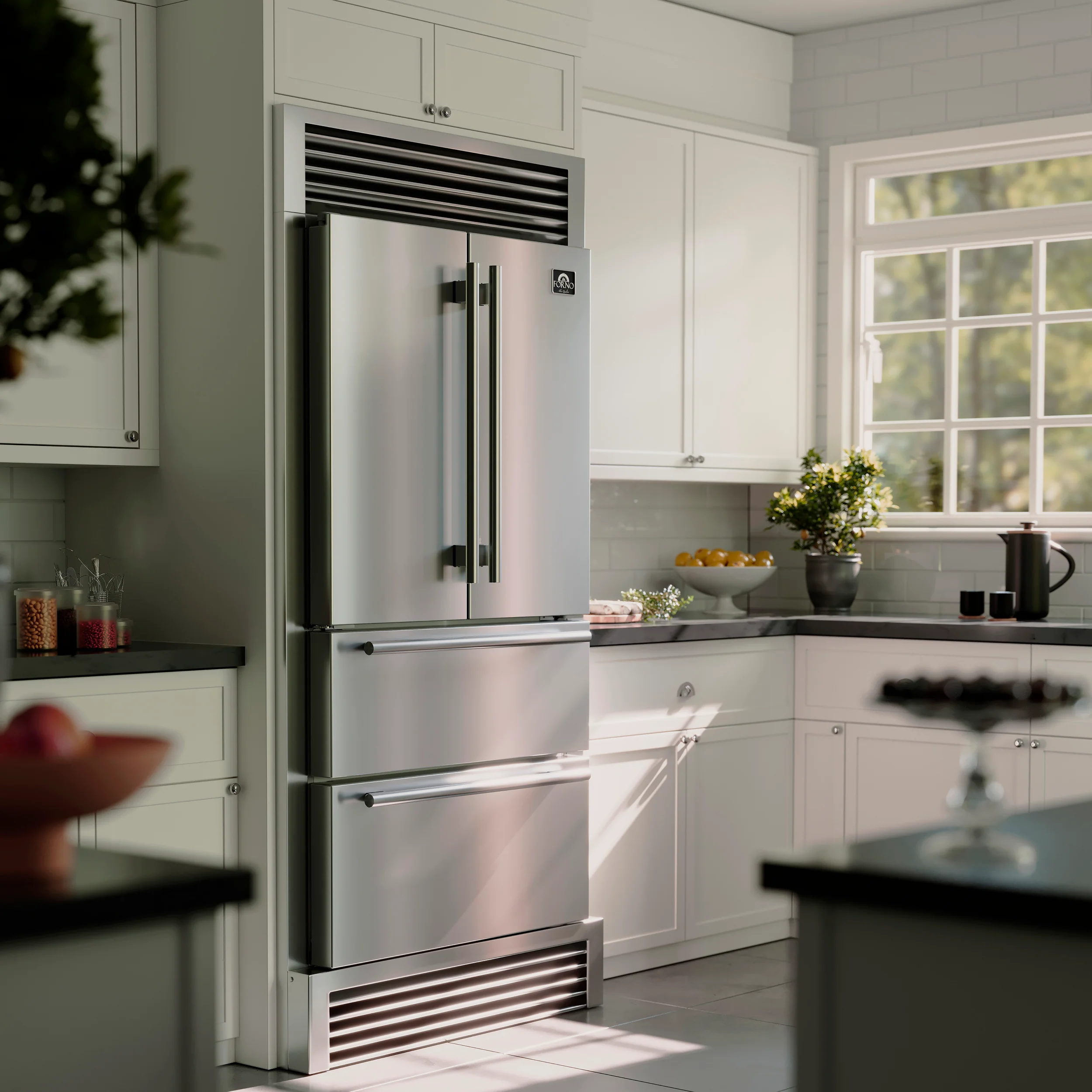 Forno Moena 40-Inch French Door Refrigerator, Stainless Steel, 19.2 cu.ft, Decorative Grill, ENERGY STAR Certified - Image 21