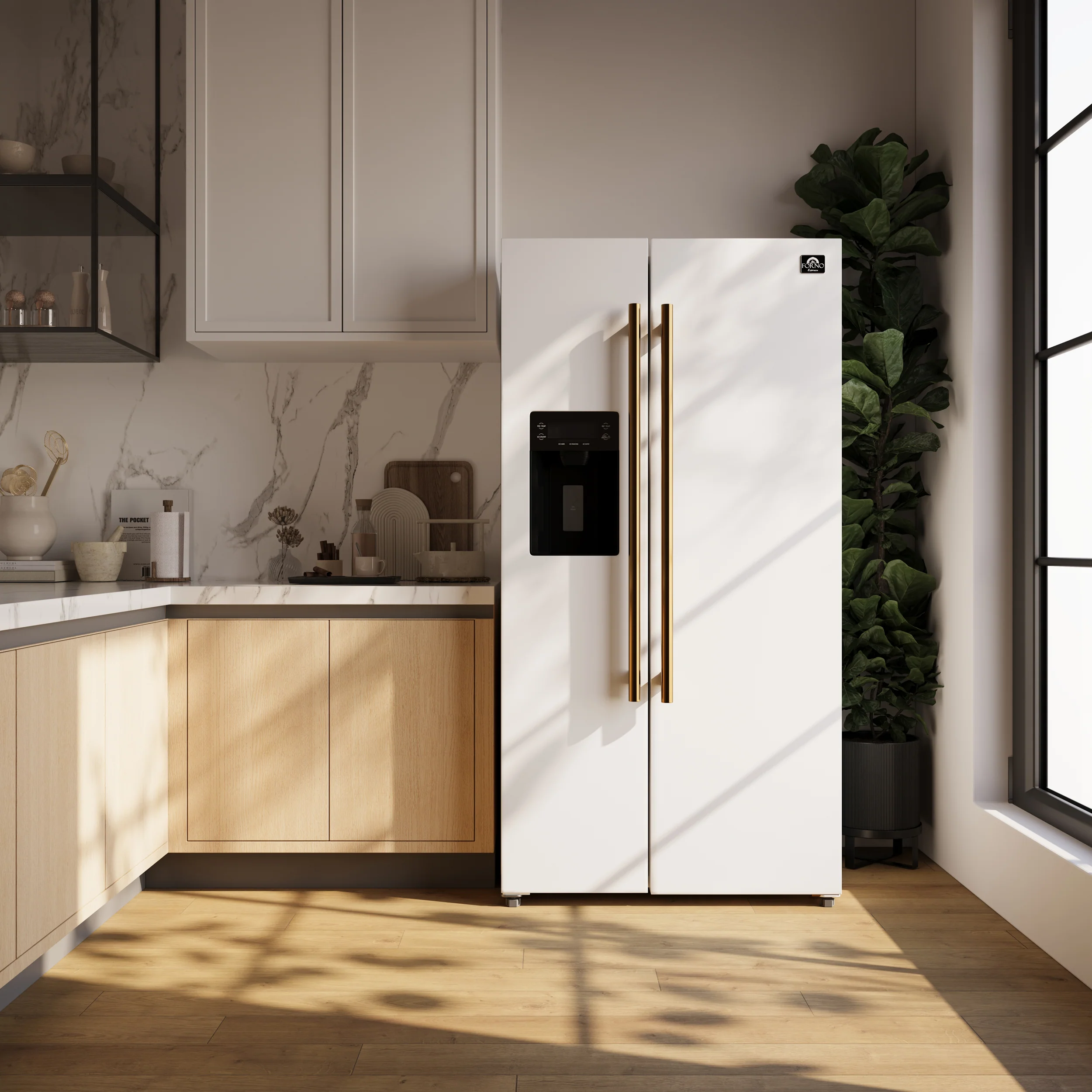 Forno Salerno Espresso 36-Inch White Side-by-Side Refrigerator, 20 Cu. Ft., Frost-Free, Ice & Water Dispenser, ENERGY STAR Certified - Image 16