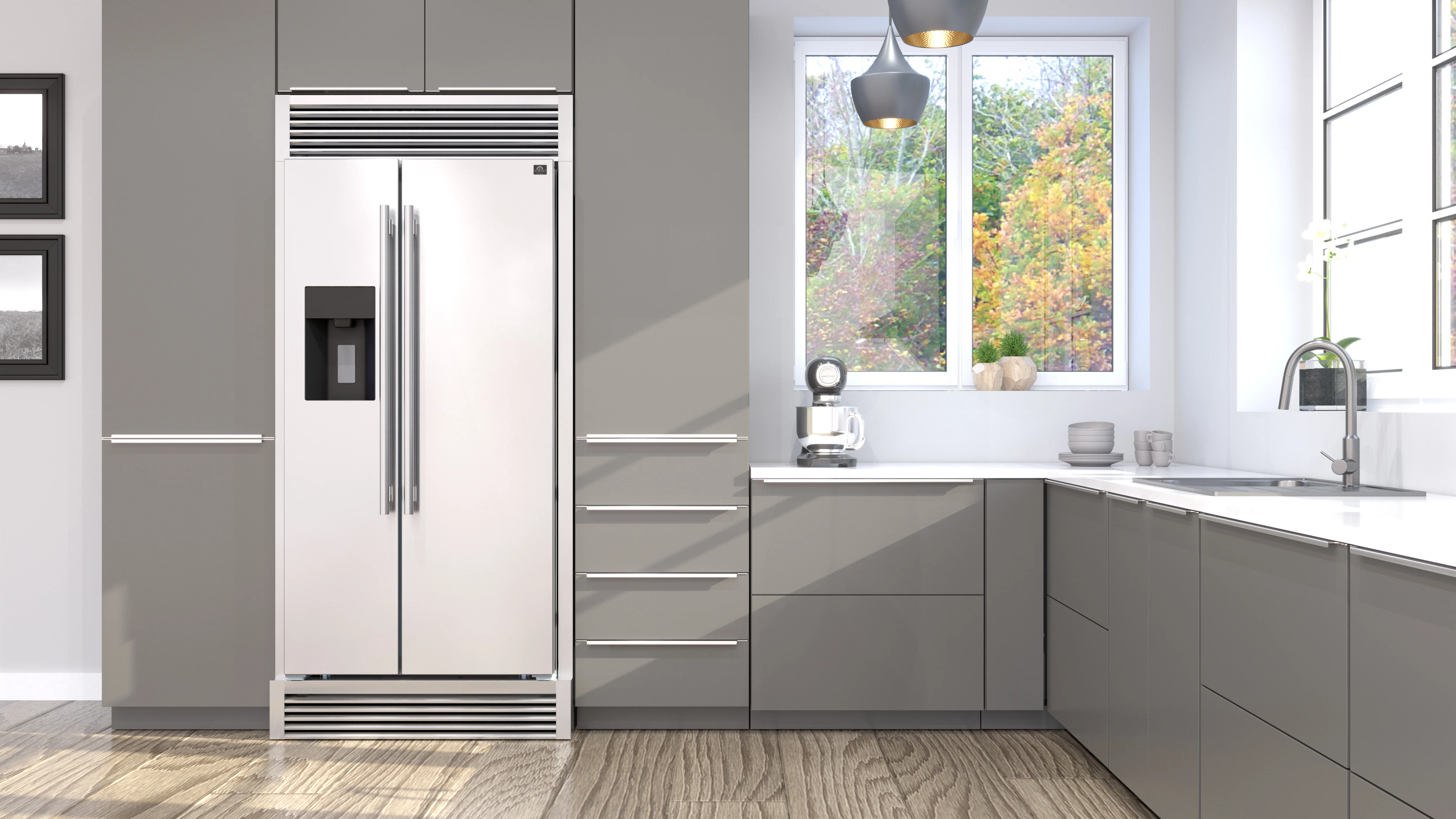 Forno Salerno 40-Inch Built-In Stainless Steel Refrigerator, 20 cu.ft, Decorative Grill, ENERGY STAR Certified - Image 13
