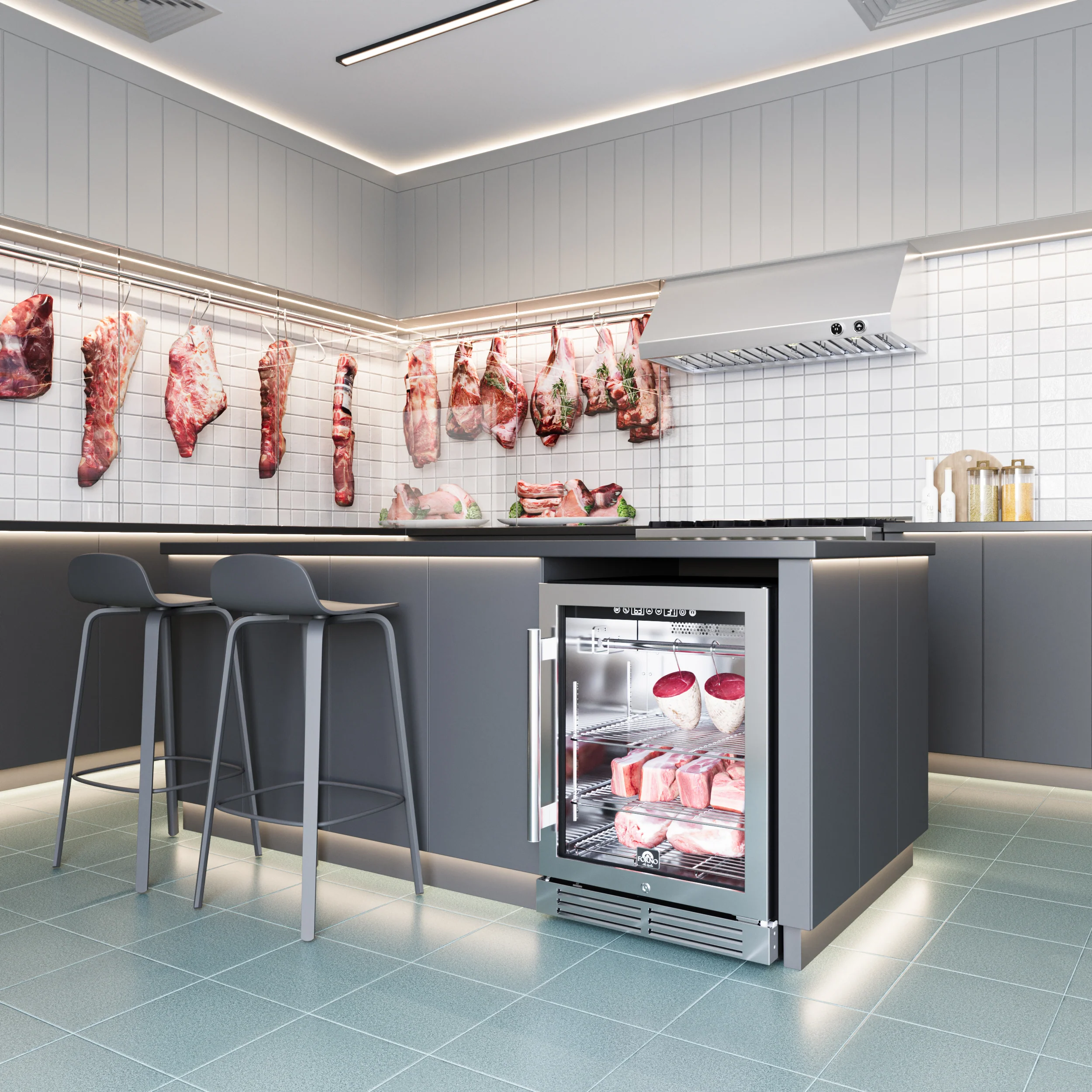 Forno Asciutto 24-Inch Dry Aging Cabinet, Stainless Steel 304, 4.41 cu.ft, LED Lighting, Adjustable Shelves - Image 10