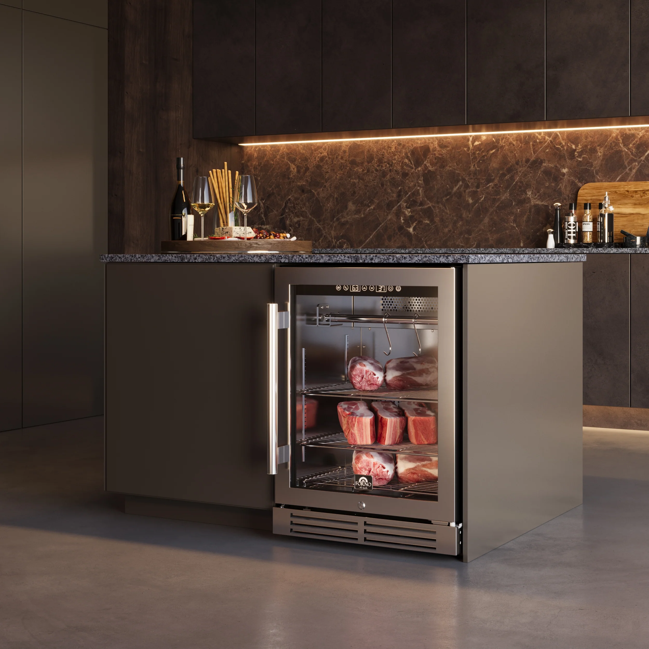 Forno Asciutto 24-Inch Dry Aging Cabinet, Stainless Steel 304, 4.41 cu.ft, LED Lighting, Adjustable Shelves - Image 12