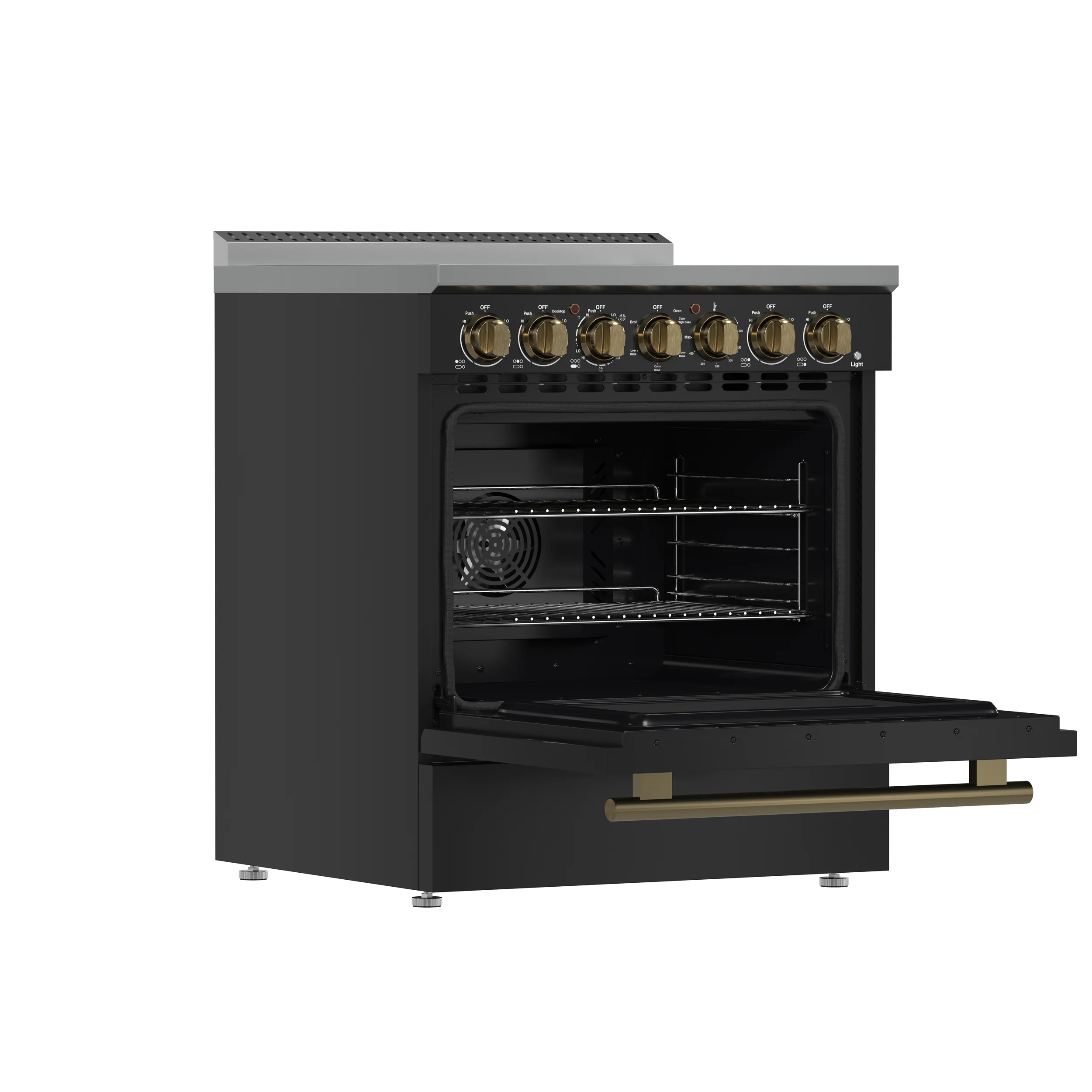 Forno Paolo 30-Inch Freestanding Electric Range, Black, 4.38 cu.ft, True Convection Oven, Energy Efficient - Image 4