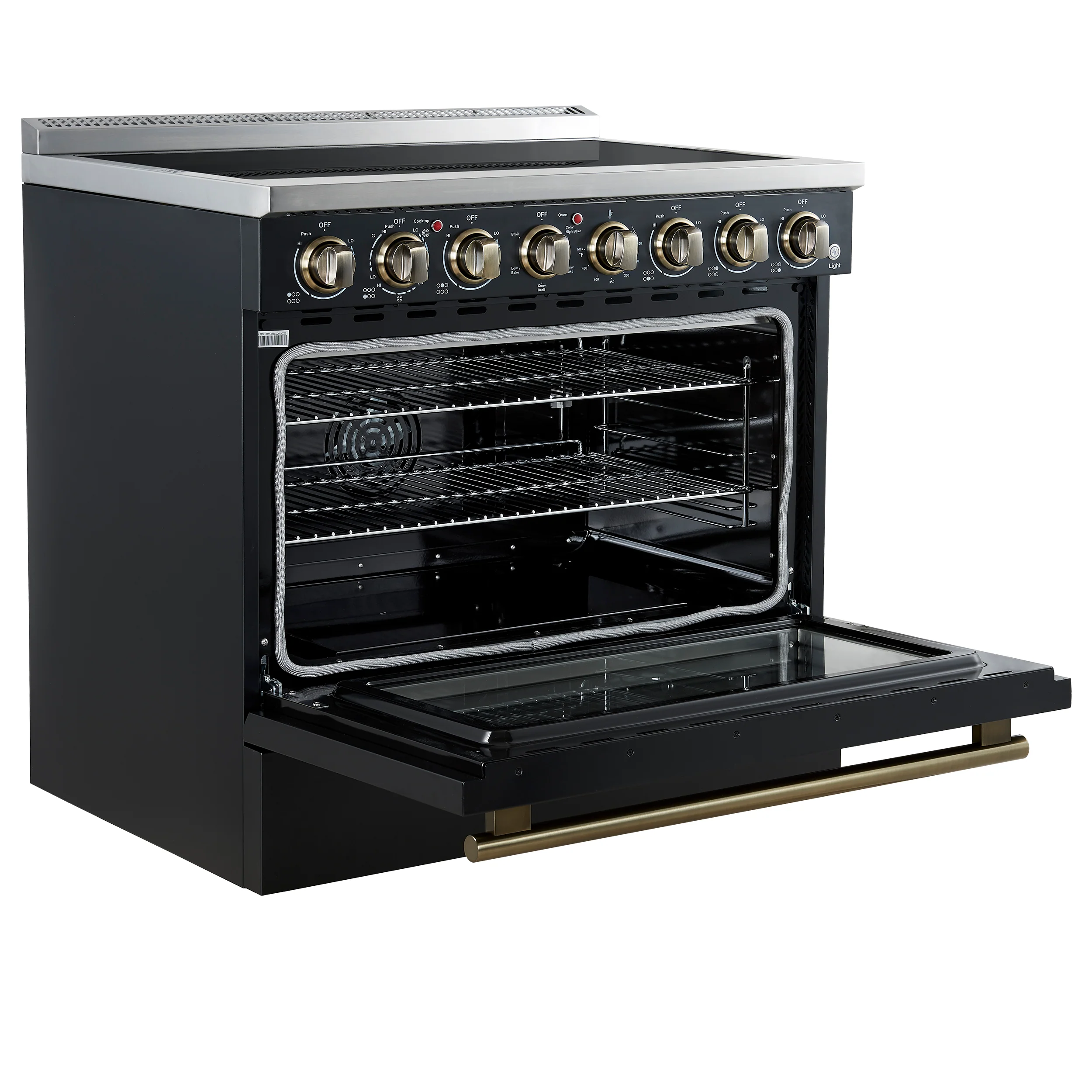 Forno Paolo 36 Inch Black Freestanding Electric Range, Stainless Steel, 5.44 cu.ft, True Convection Oven, Energy Efficient - Image 6